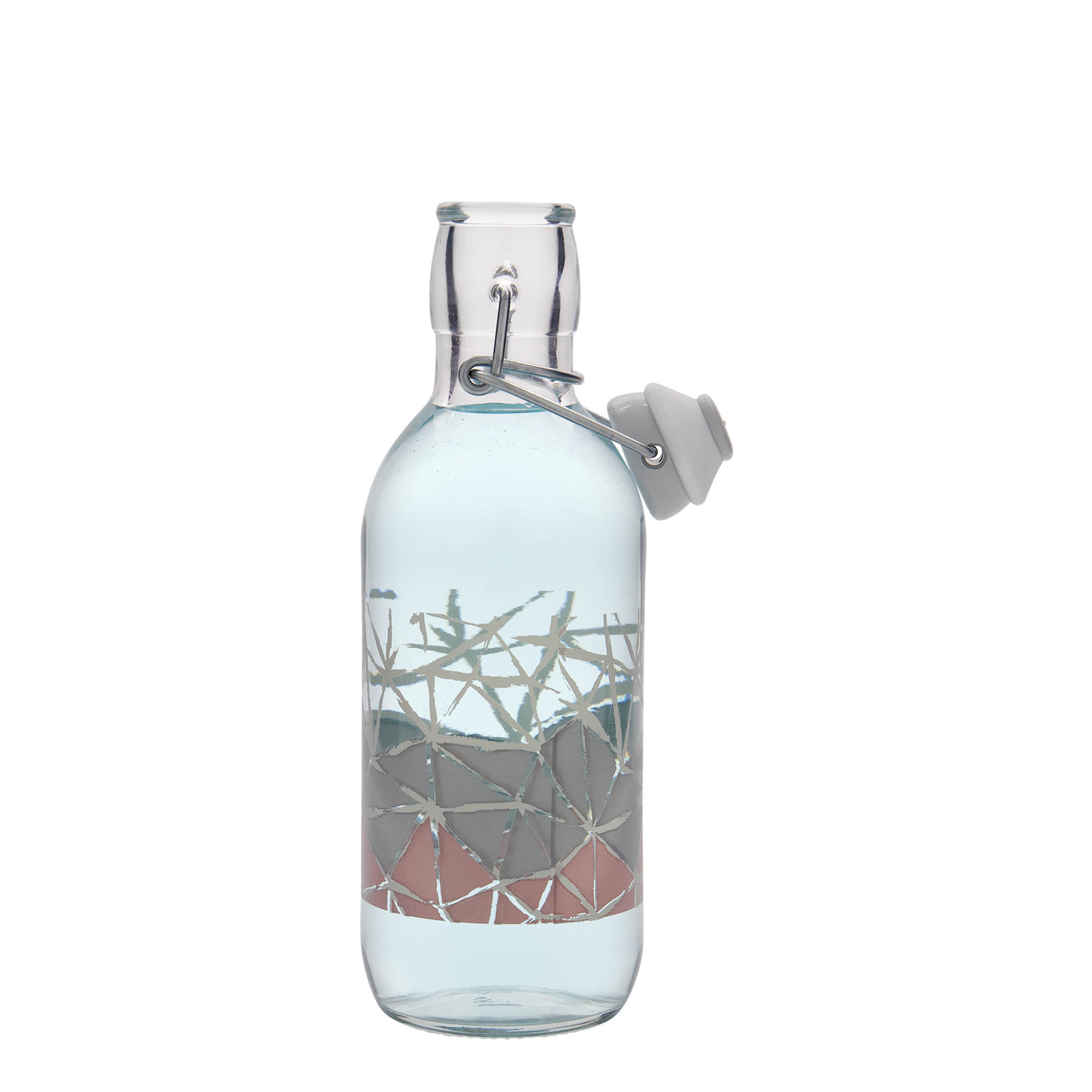 Garrafa de vidro de 500 ml Emilia impressa 'Manolibera rosa', boca: fecho de mola Garrafa de vidro de 500 ml Emilia impressa 'Manolibera rosa', boca: fecho de mola