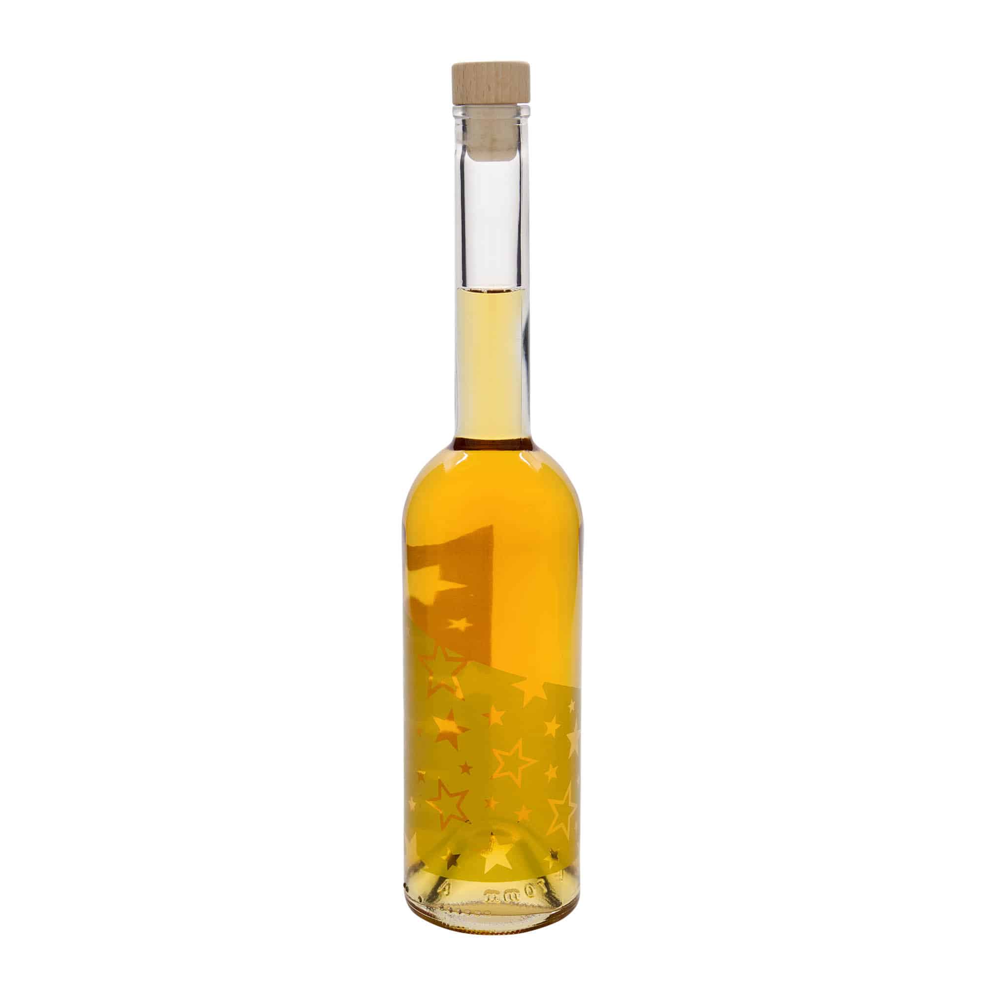 Garrafa de vidro de 500 ml 'Opera', motivo: estrelas douradas, boca: cortiça