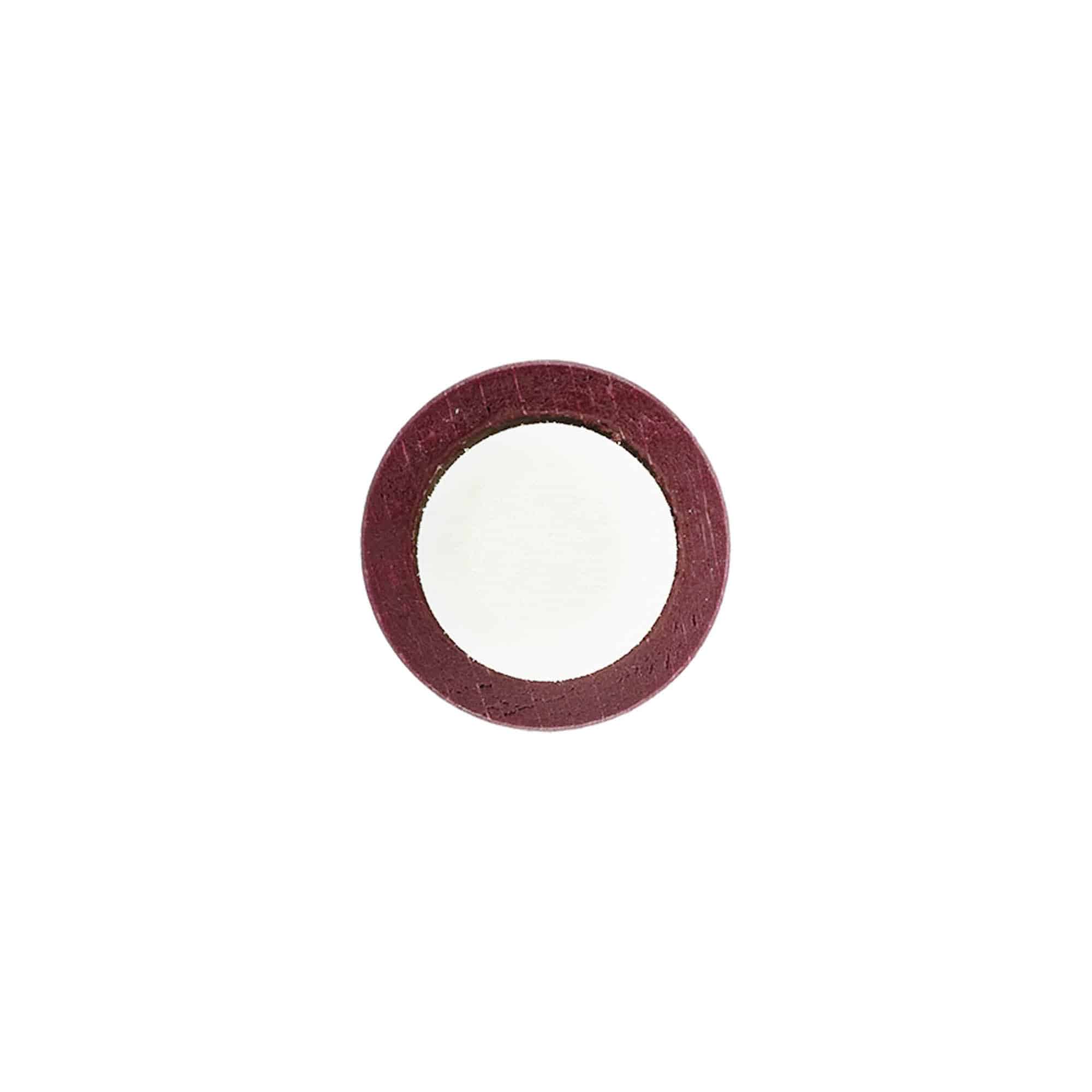 Rolhas capsuladas 19 mm, madeira/plástico, vermelho bordeaux, para boca: Cortiça