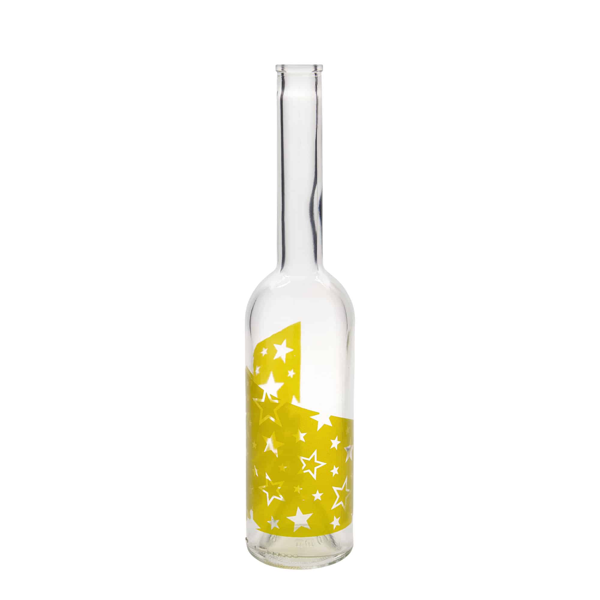 Garrafa de vidro de 500 ml 'Opera', motivo: estrelas douradas, boca: cortiça