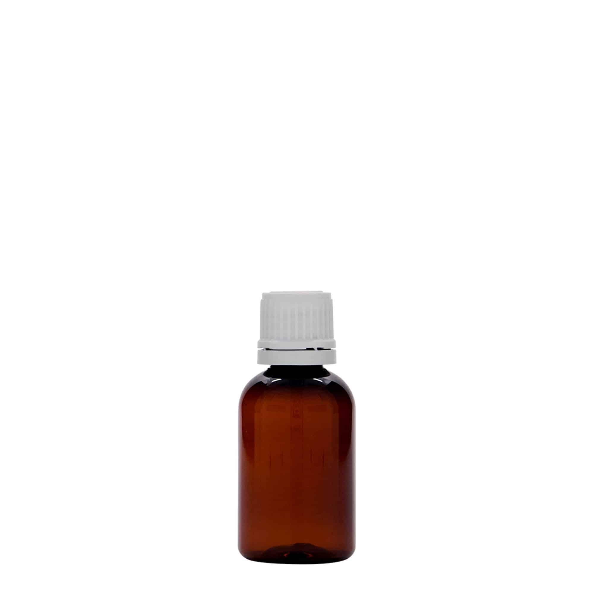 Frasco médico PET de 30 ml 'Easy Living', castanho, plástico, bocal: DIN 18
