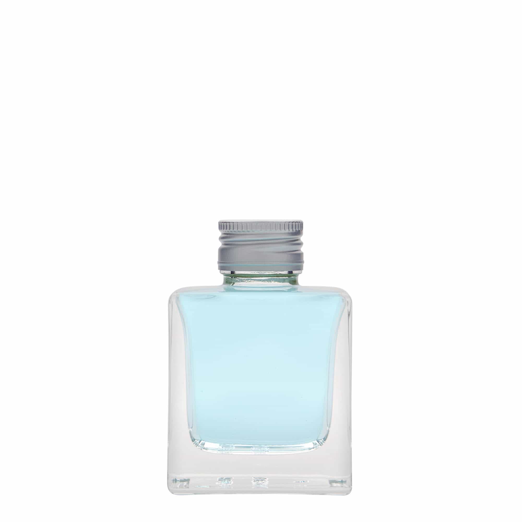 100 ml Garrafa de vidro 'Cube', quadrada, boca: PP 28