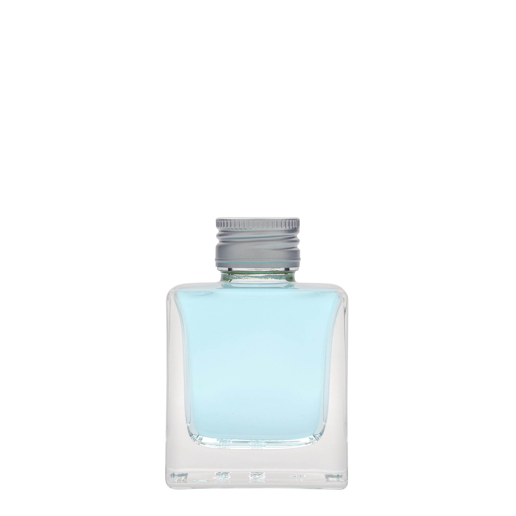 Frasco de vidro de 100 ml 'Cube', quadrado, boca: PP 28