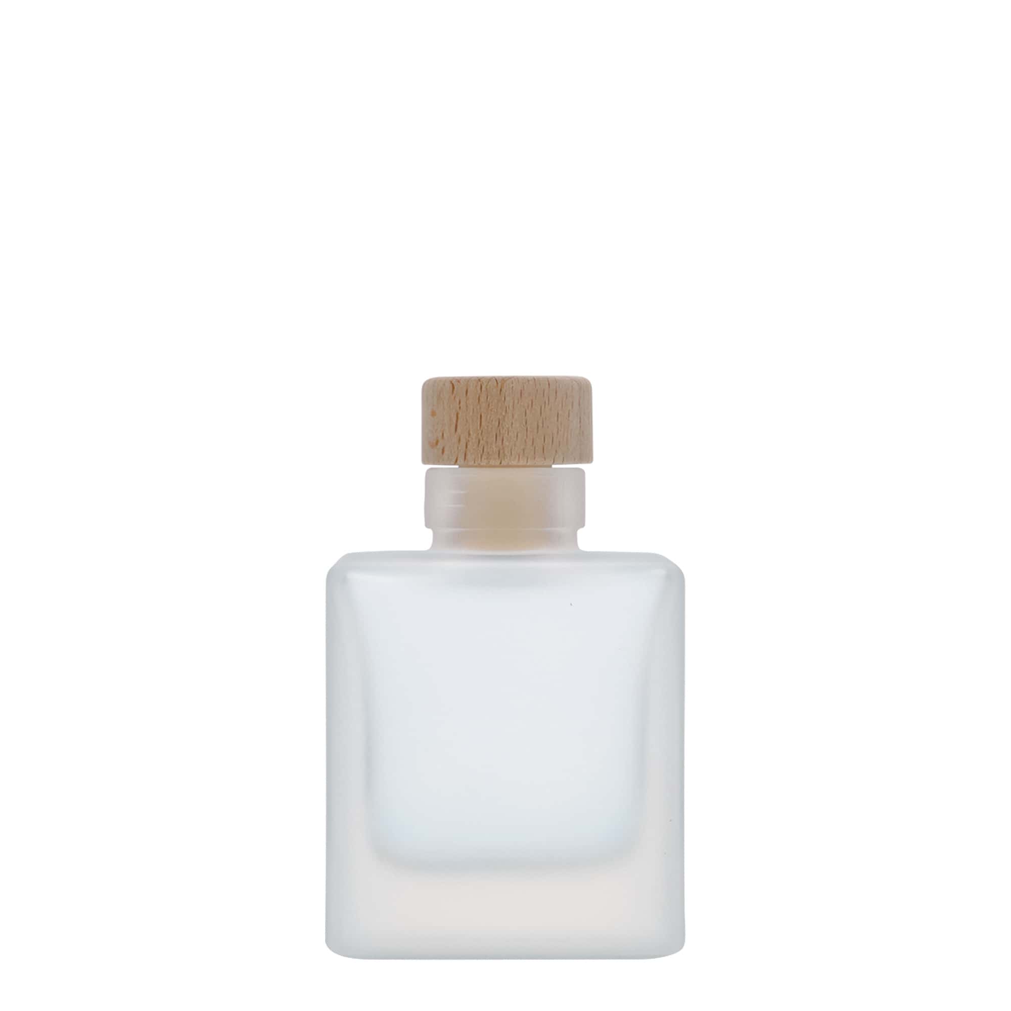 Frasco de vidro de 100 ml 'Cube', quadrado, fosco, boca: cortiça