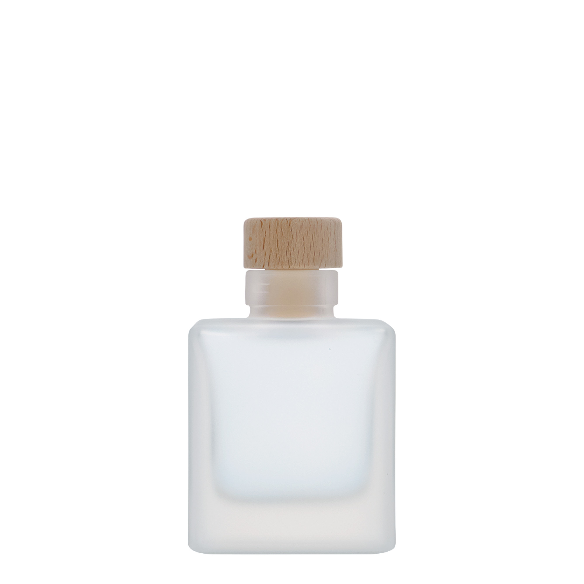Frasco de vidro de 100 ml 'Cube', quadrado, fosco, boca: cortiça Frasco de vidro de 100 ml 'Cube', quadrado, fosco, boca: cortiça