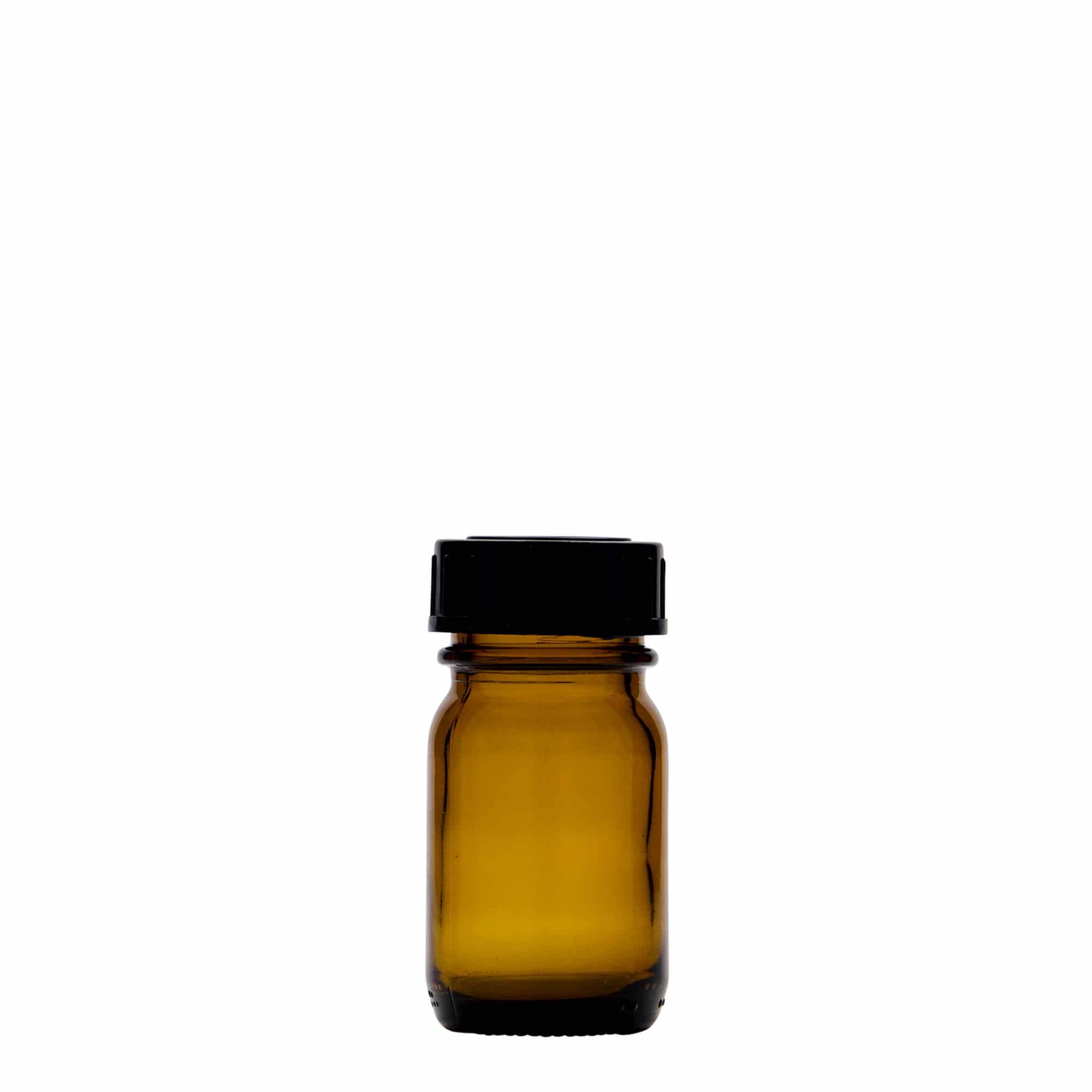 Frasco de vidro de pescoço largo de 30 ml, castanho, boca: DIN 32