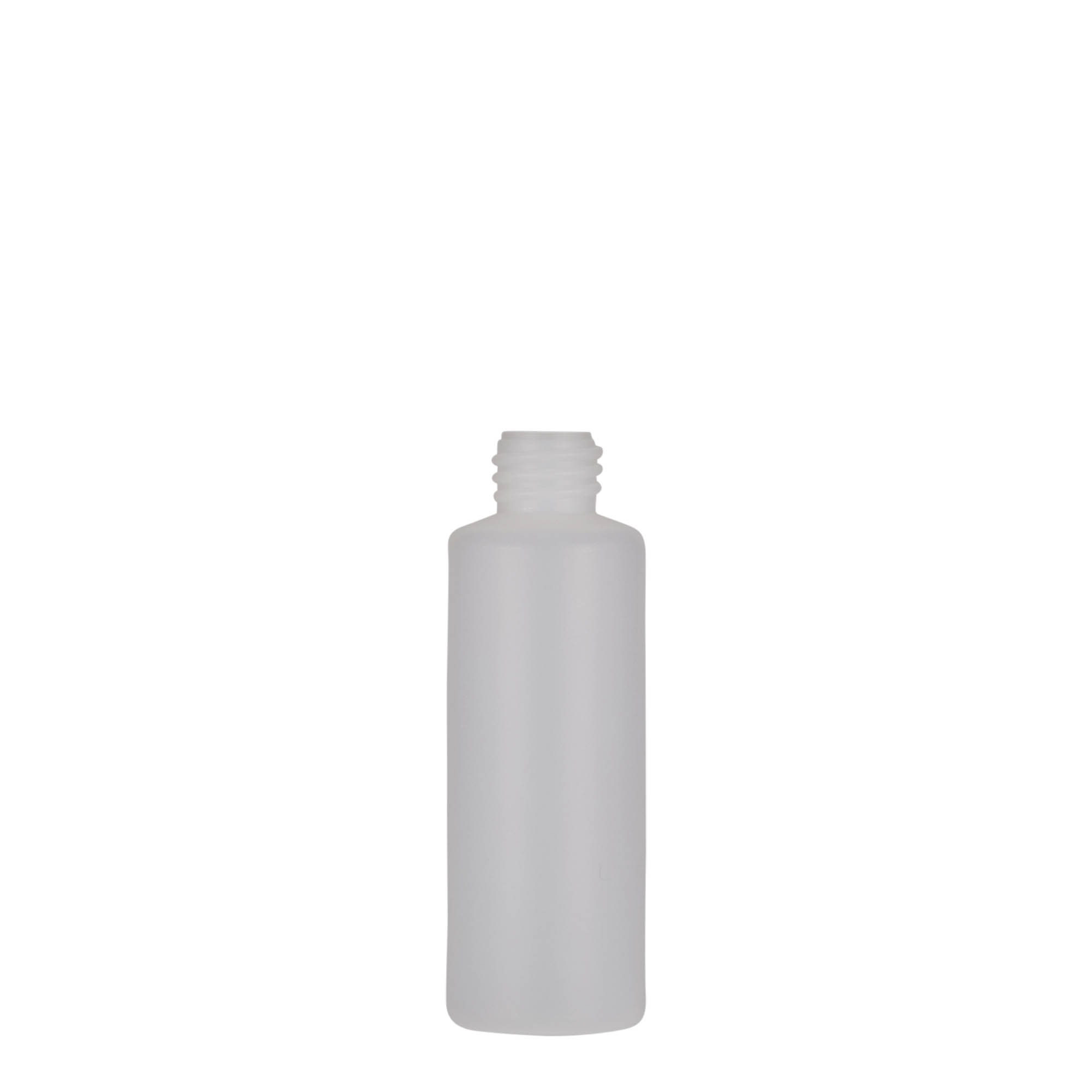 Frasco redondo de 50 ml, plástico PE, natural, bocal: tampa de rosca Frasco redondo de 50 ml, plástico PE, natural, bocal: tampa de rosca