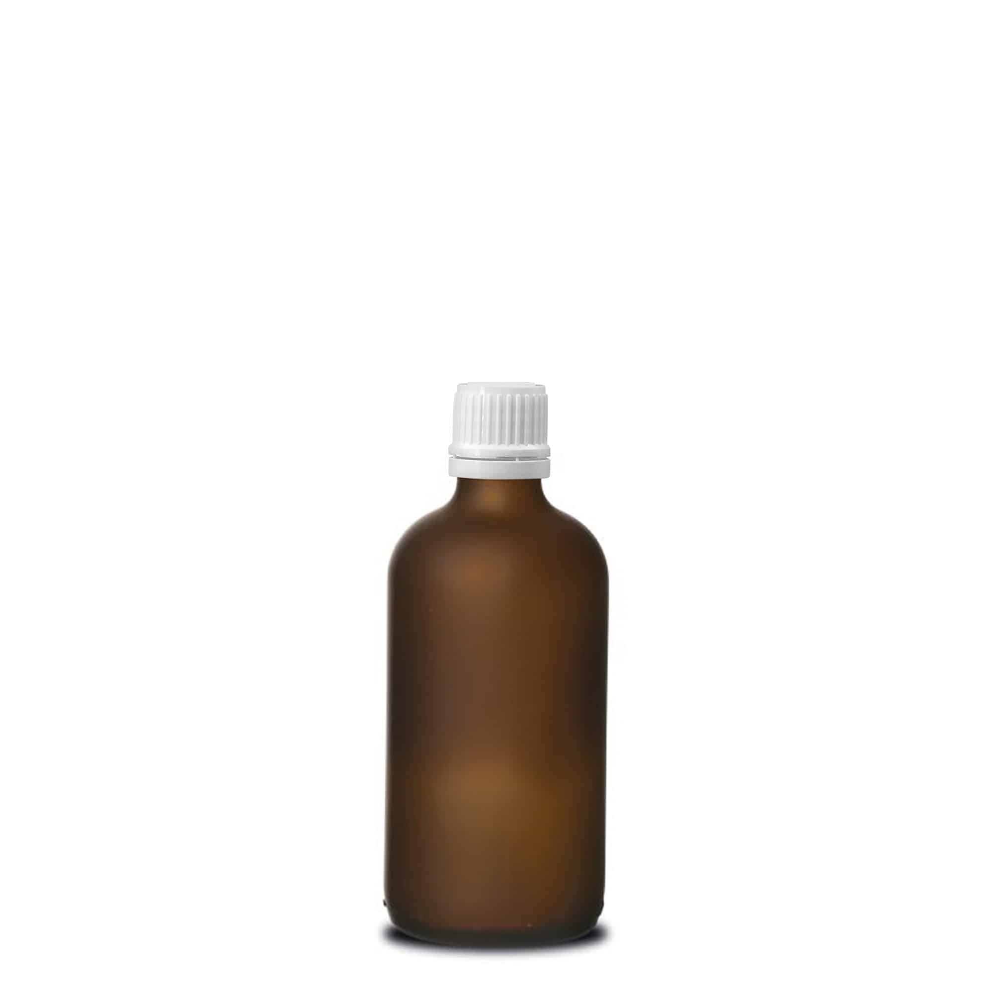 Frasco medicinal 100 ml, vidro, castanho fosco, boca: DIN 18