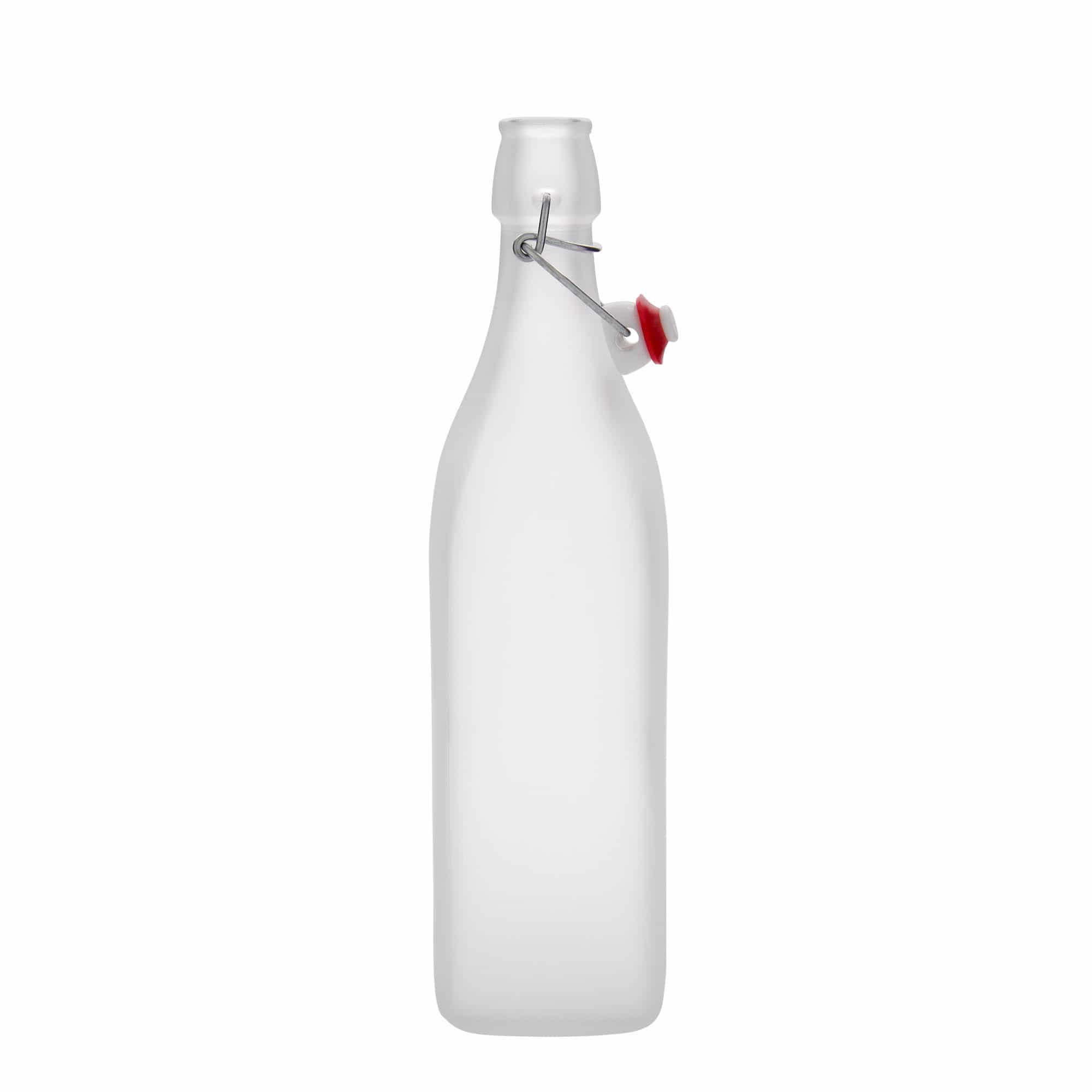 Garrafa de vidro de 1.000 ml 'Swing, quadrada, fosca, boca: fecho de alavanca'