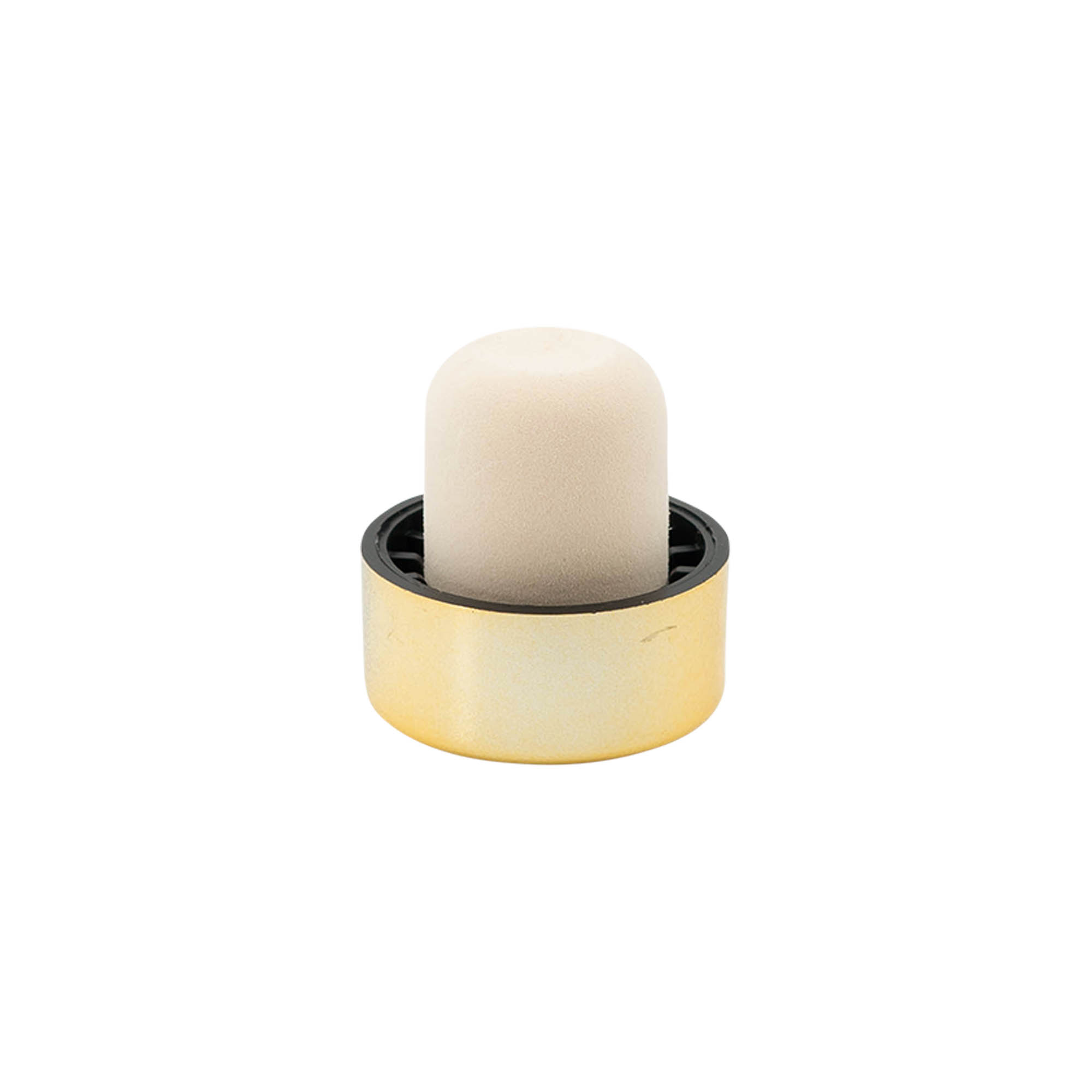 Rolha de pega 19 mm, plástico, dourada, para boca: rolha