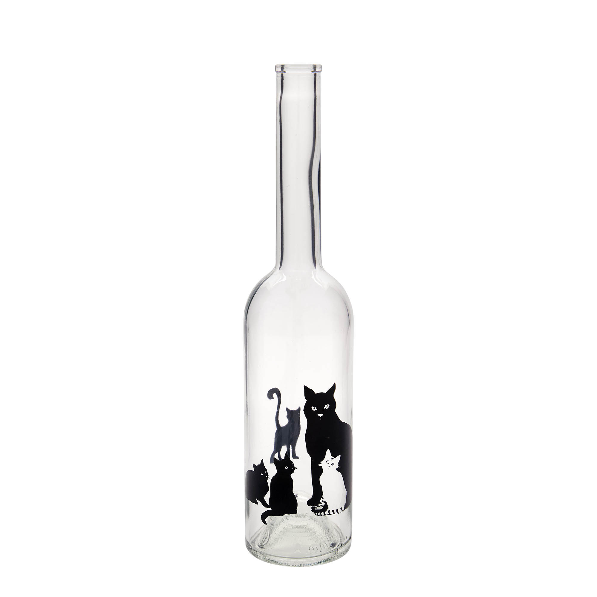 Garrafa de vidro de 500 ml 'Ópera', motivo: gatos, boca: cortiça Garrafa de vidro de 500 ml 'Ópera', motivo: gatos, boca: cortiça