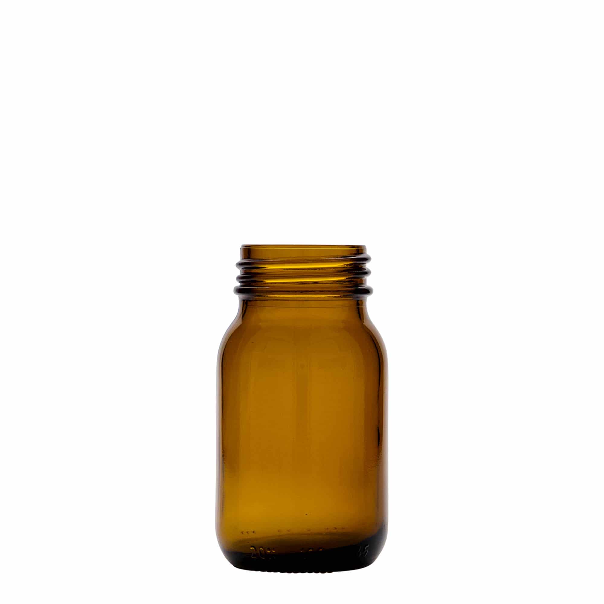 Frasco de pescoço largo 100 ml, castanho, boca: DIN 40