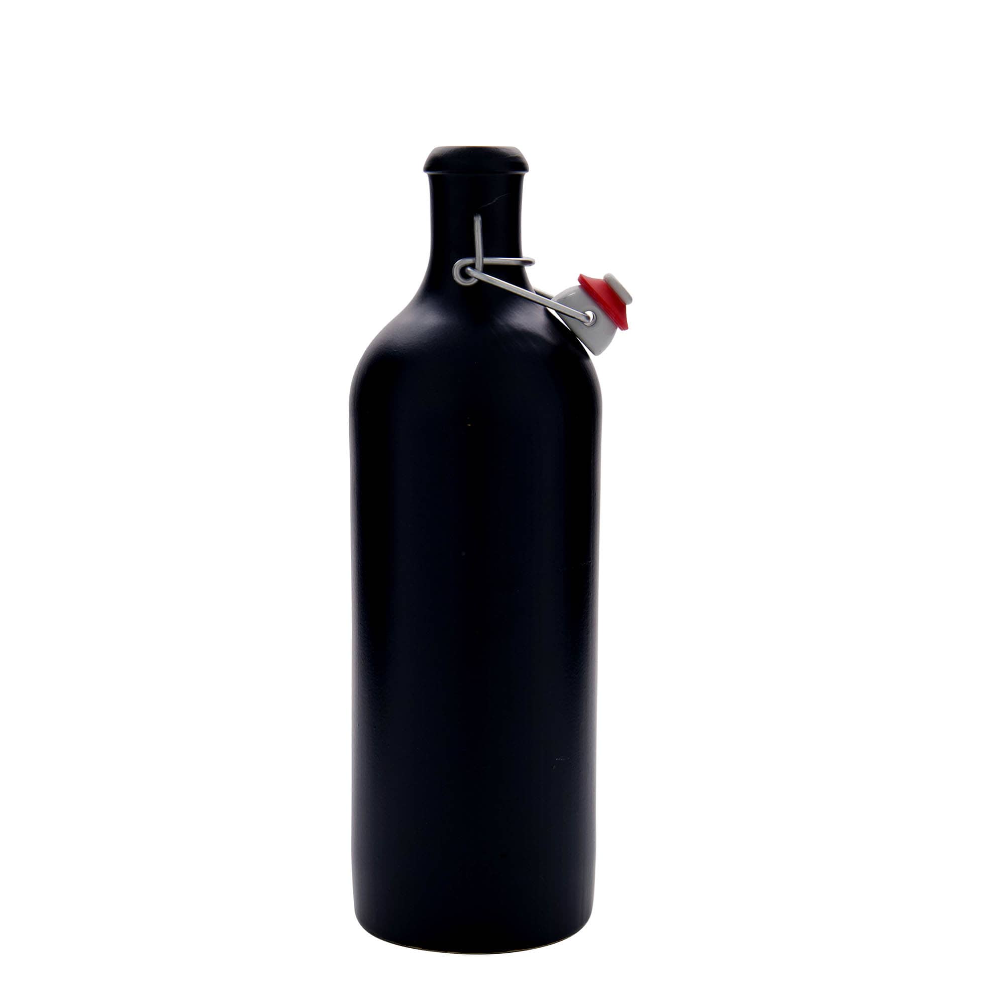 750 ml Jarra de barro, grés, preta, Boca: fecho de alavanca