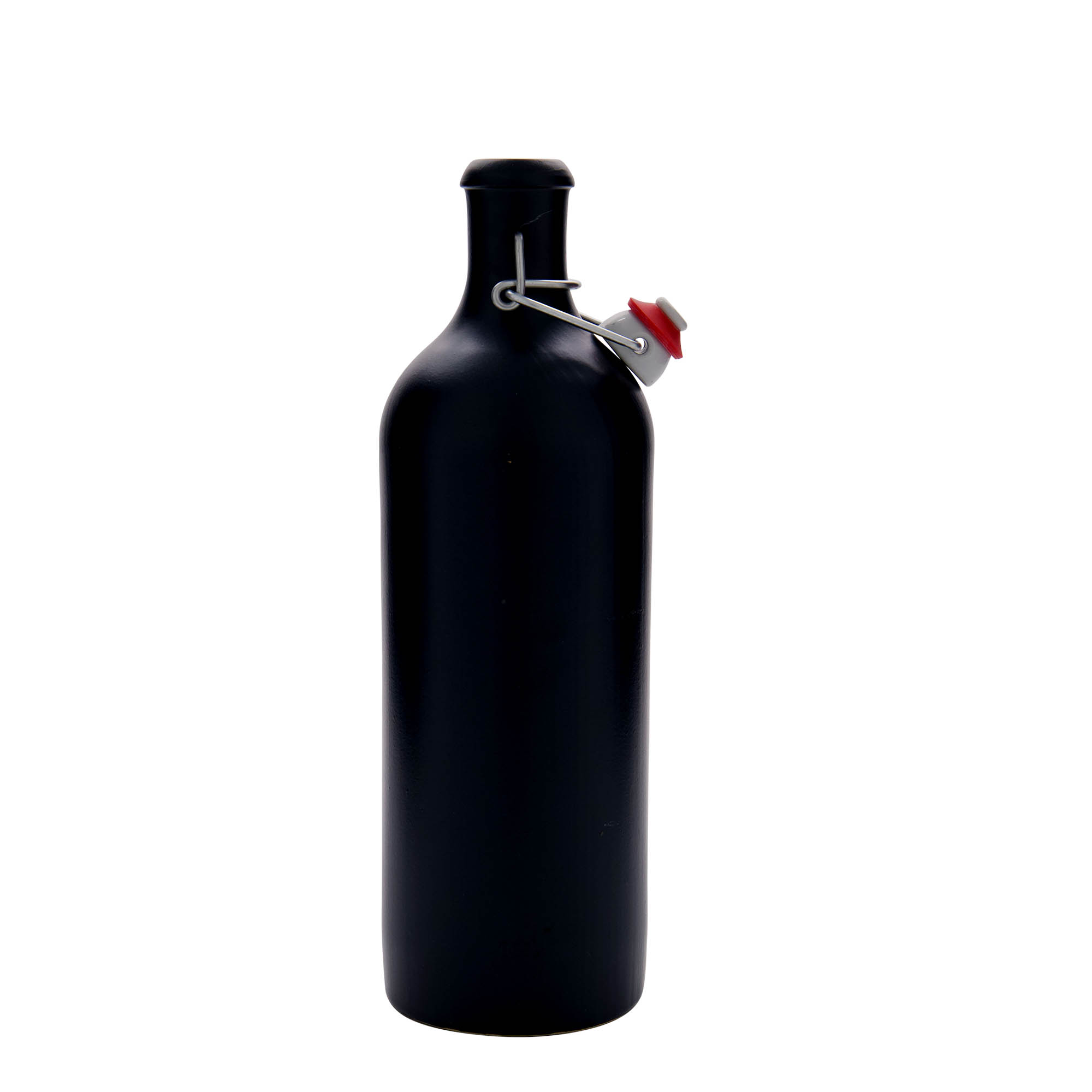 750 ml Jarra de barro, grés, preta, Boca: fecho de alavanca
