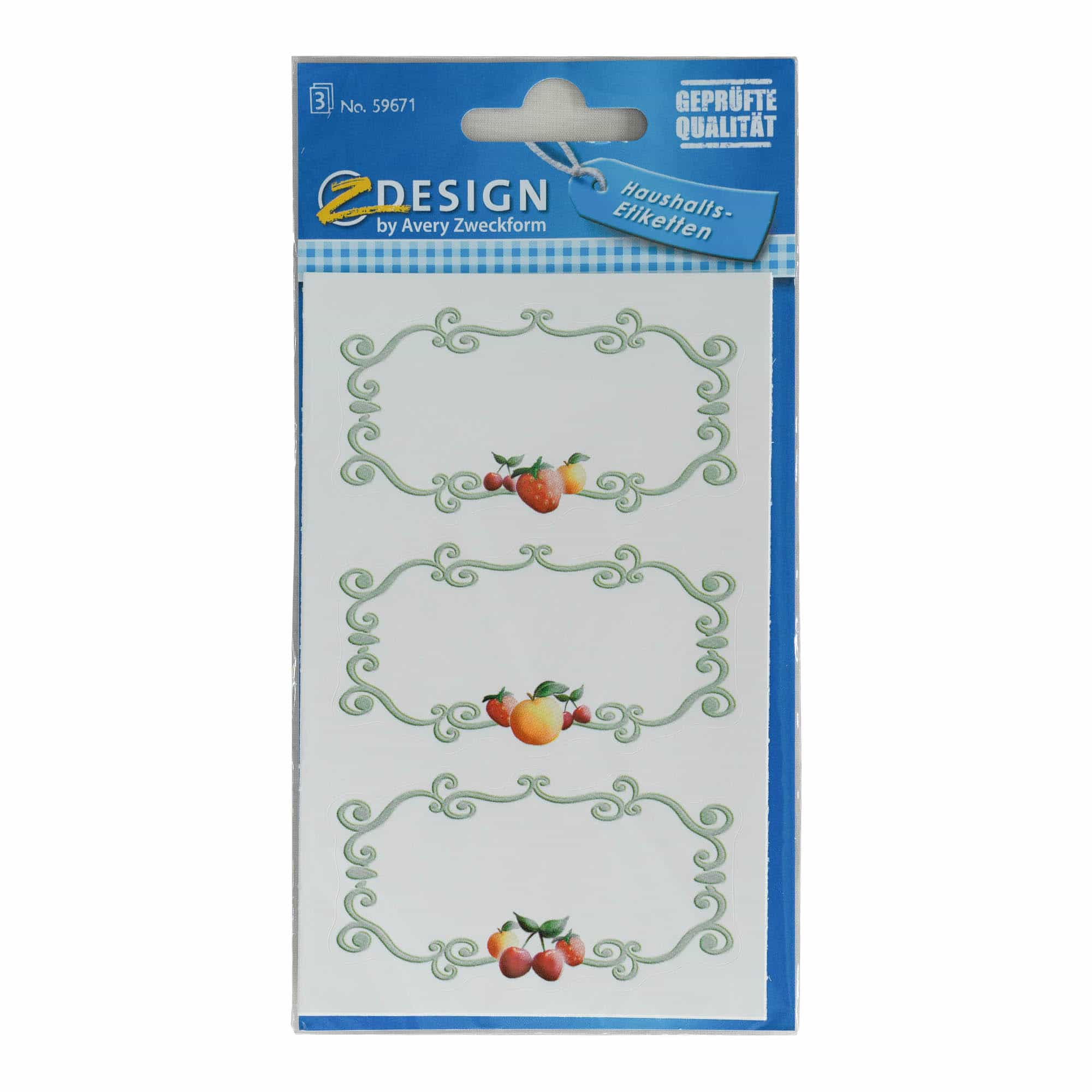 Zweckform Etiquetas 'Moldura Frutas', retangulares, papel, multicoloridas