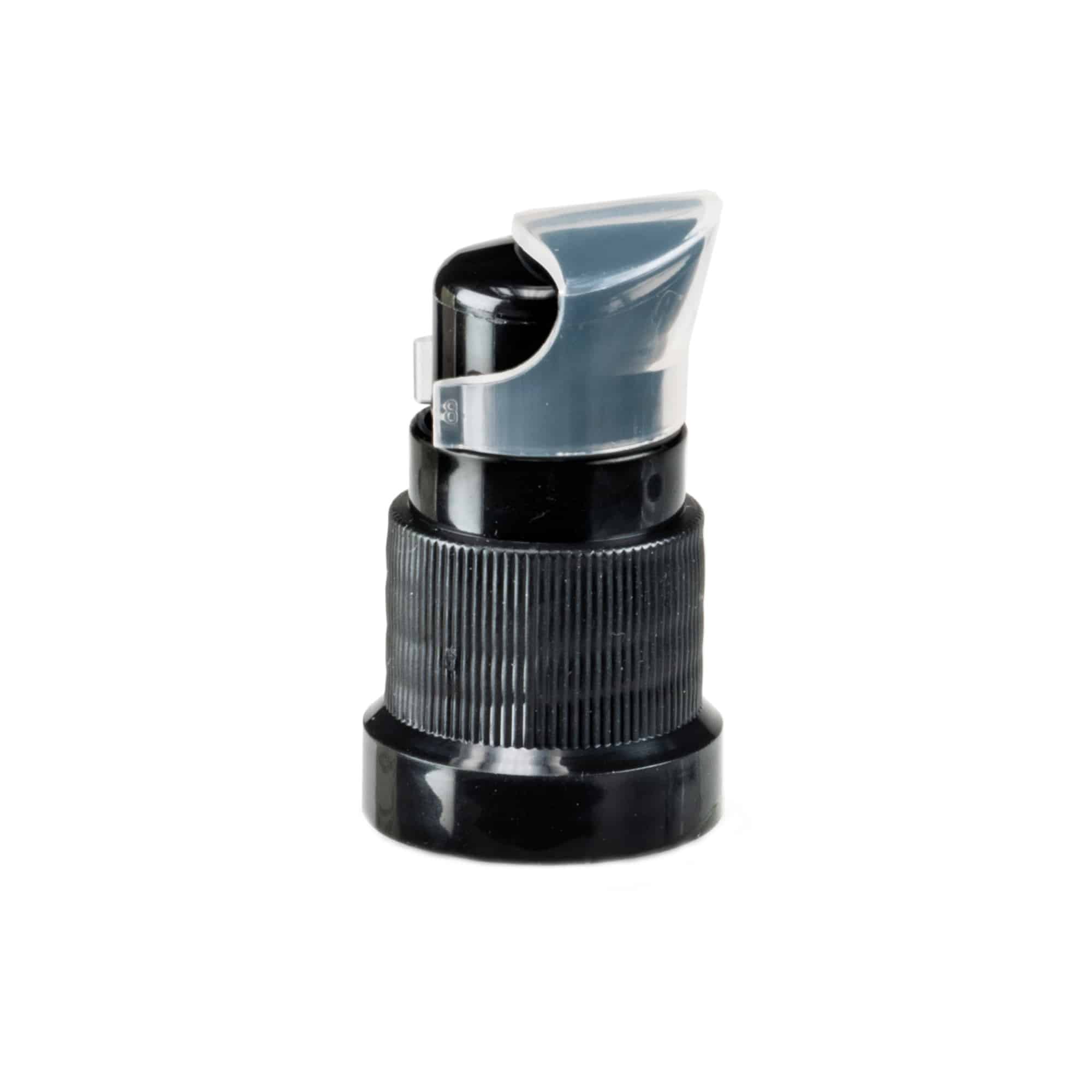 Tampa de rosca com bomba doseadora para loções, plástico PP, preto, para bocal: DIN 18