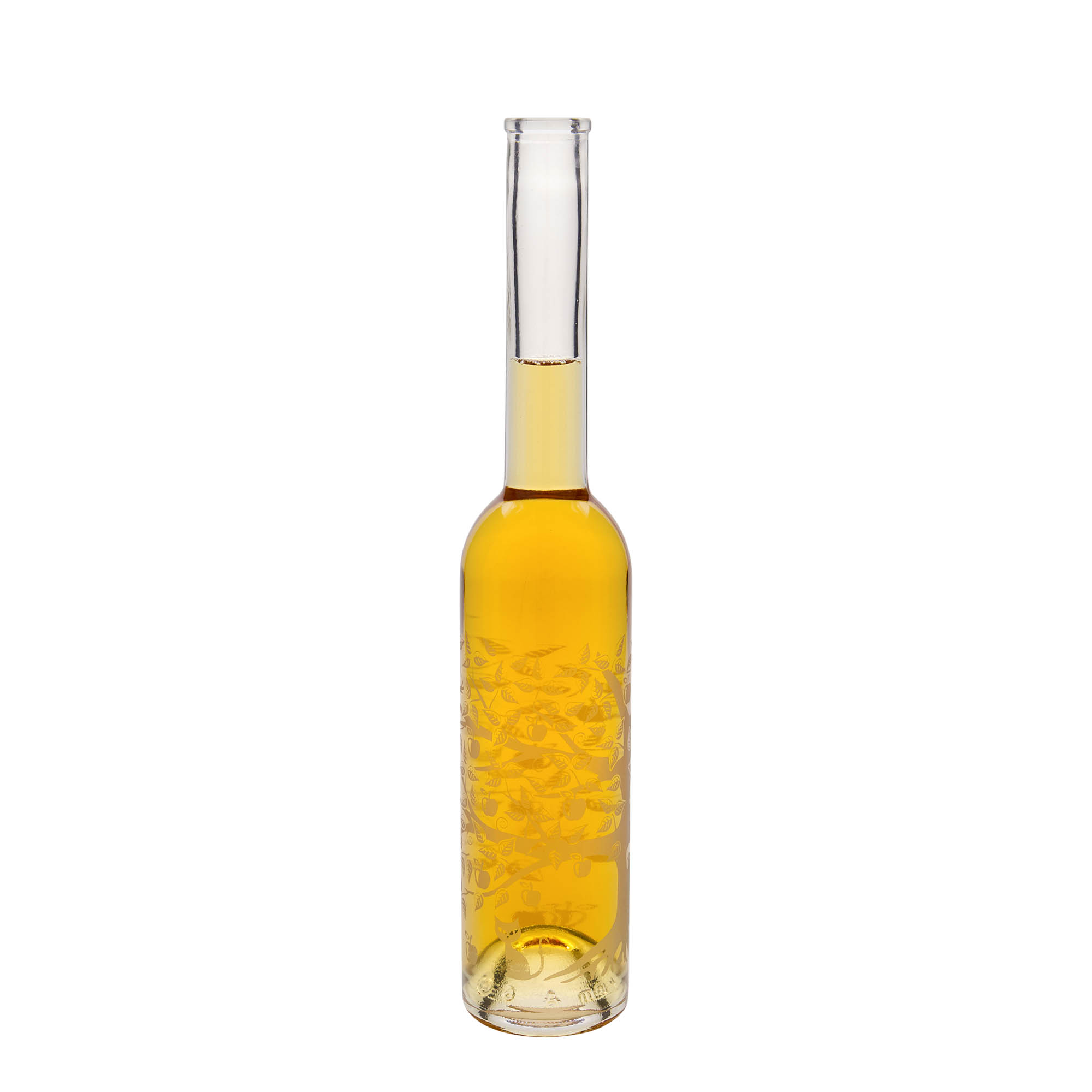 Garrafa de vidro de 350 ml 'Ópera', motivo: macieira, boca: cortiça Garrafa de vidro de 350 ml 'Ópera', motivo: macieira, boca: cortiça