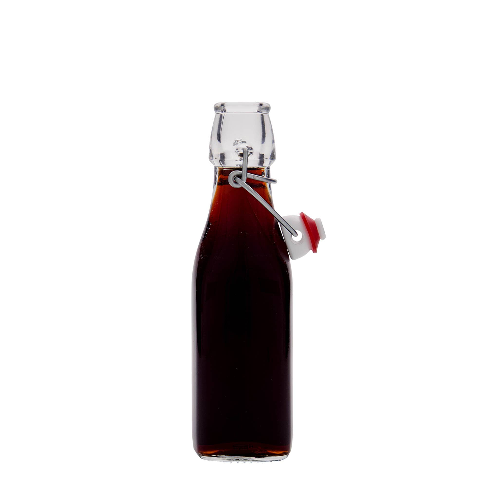 Garrafa de vidro 250 ml 'Swing, quadrada, boca: fecho de mola'