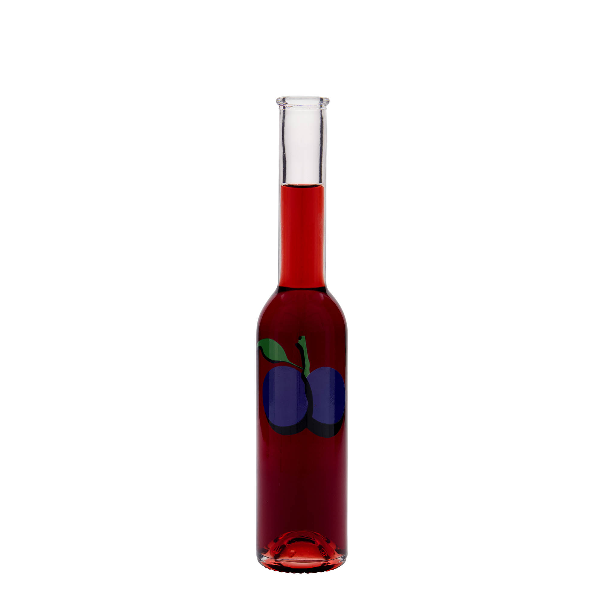 Garrafa de vidro 200 ml 'Opera', motivo: ameixa, boca: cortiça