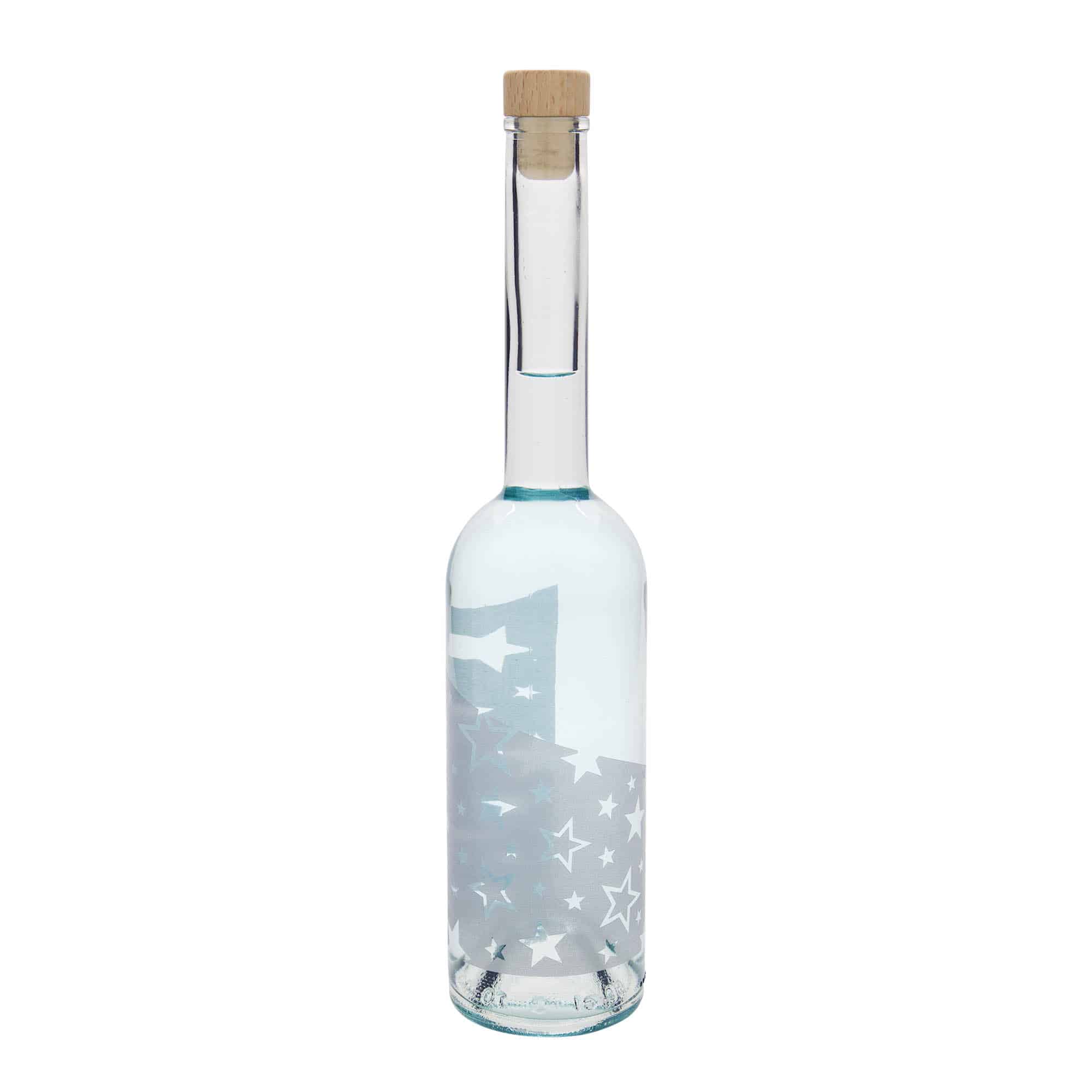 500 ml Garrafa de vidro 'Opera', Motivo: Estrelas de prata, boca: Cortiça