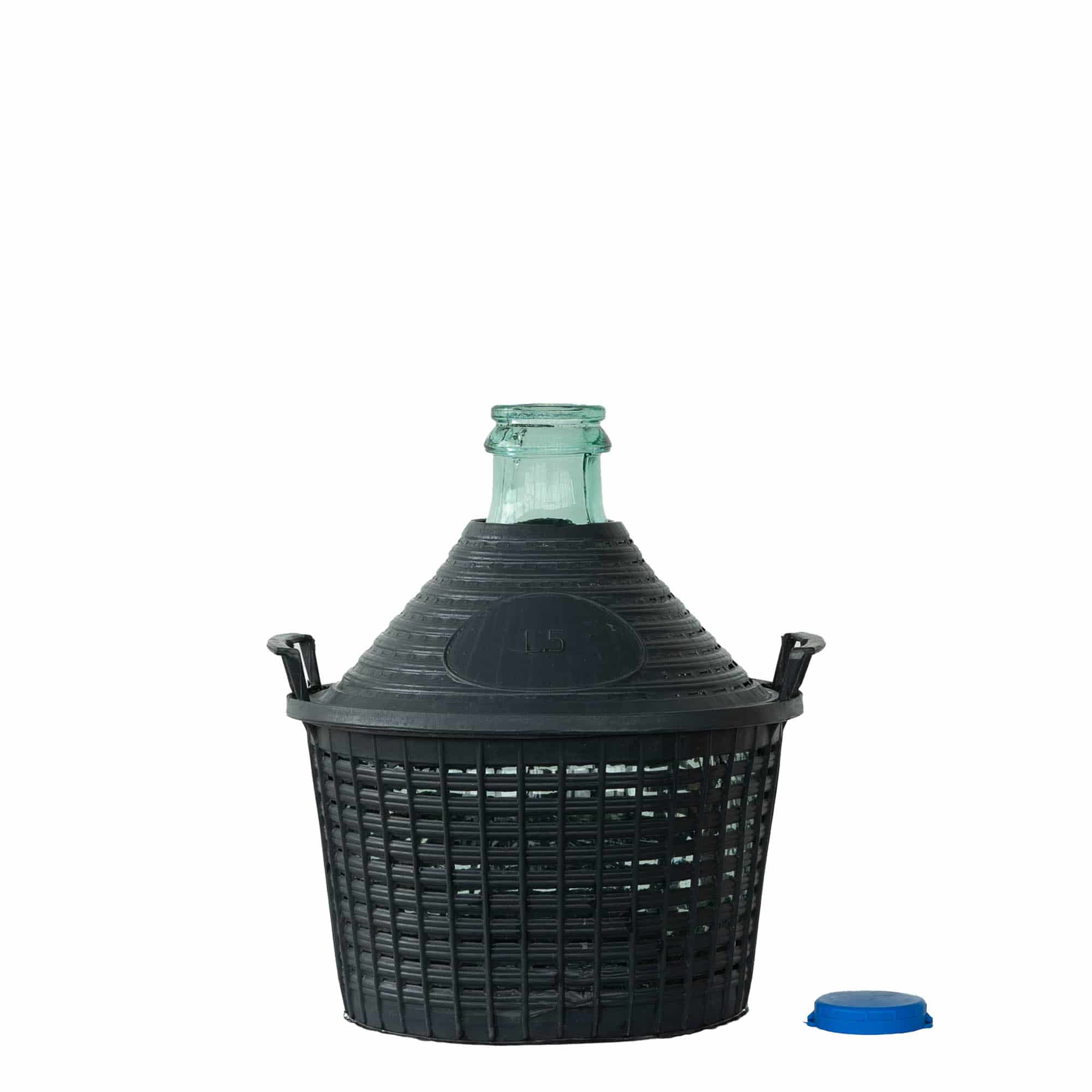 Botija de balão de 5 l, pescoço estreito, vidro, boca: tampa de encaixe