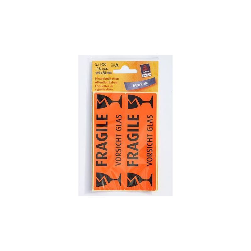 Autocolantes Zweckform 'Cuidado Vidro', papel, preto-laranja Autocolantes Zweckform 'Cuidado Vidro', papel, preto-laranja