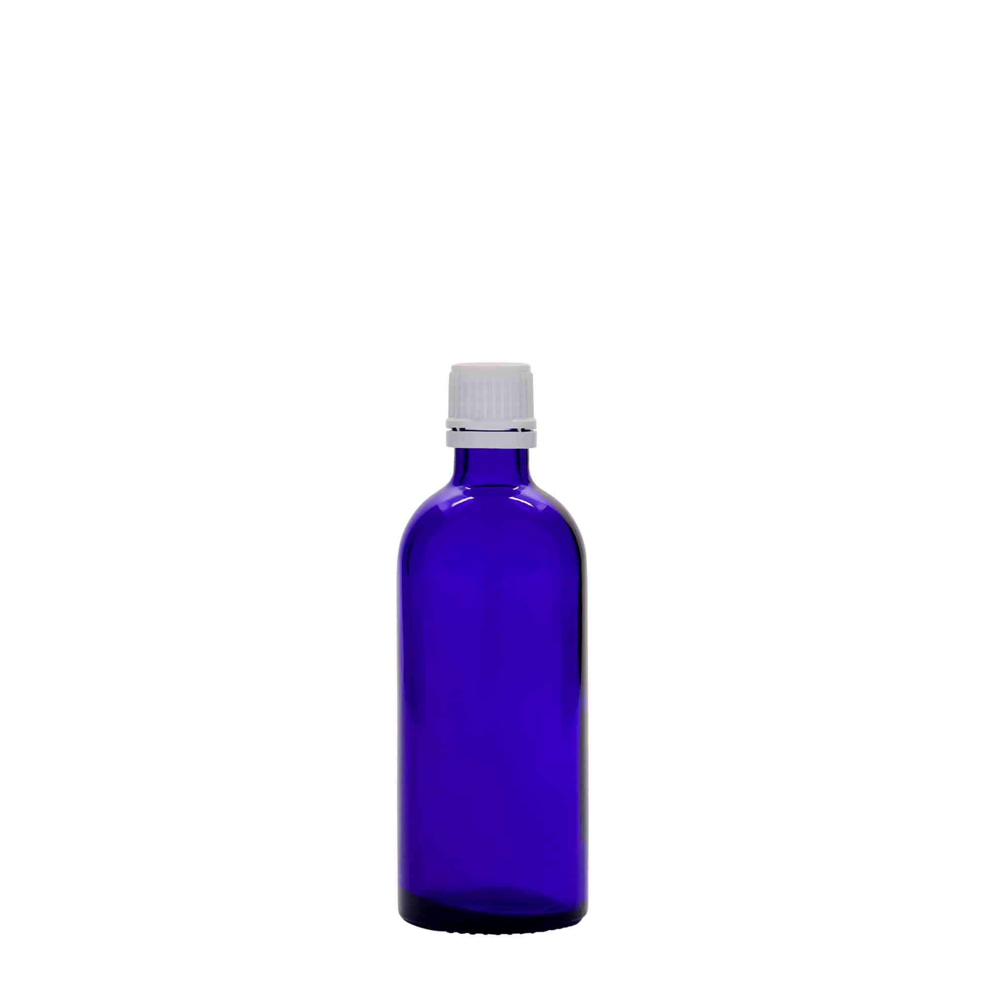 Frasco medicinal de vidro 100 ml, azul royal, boca: DIN 18