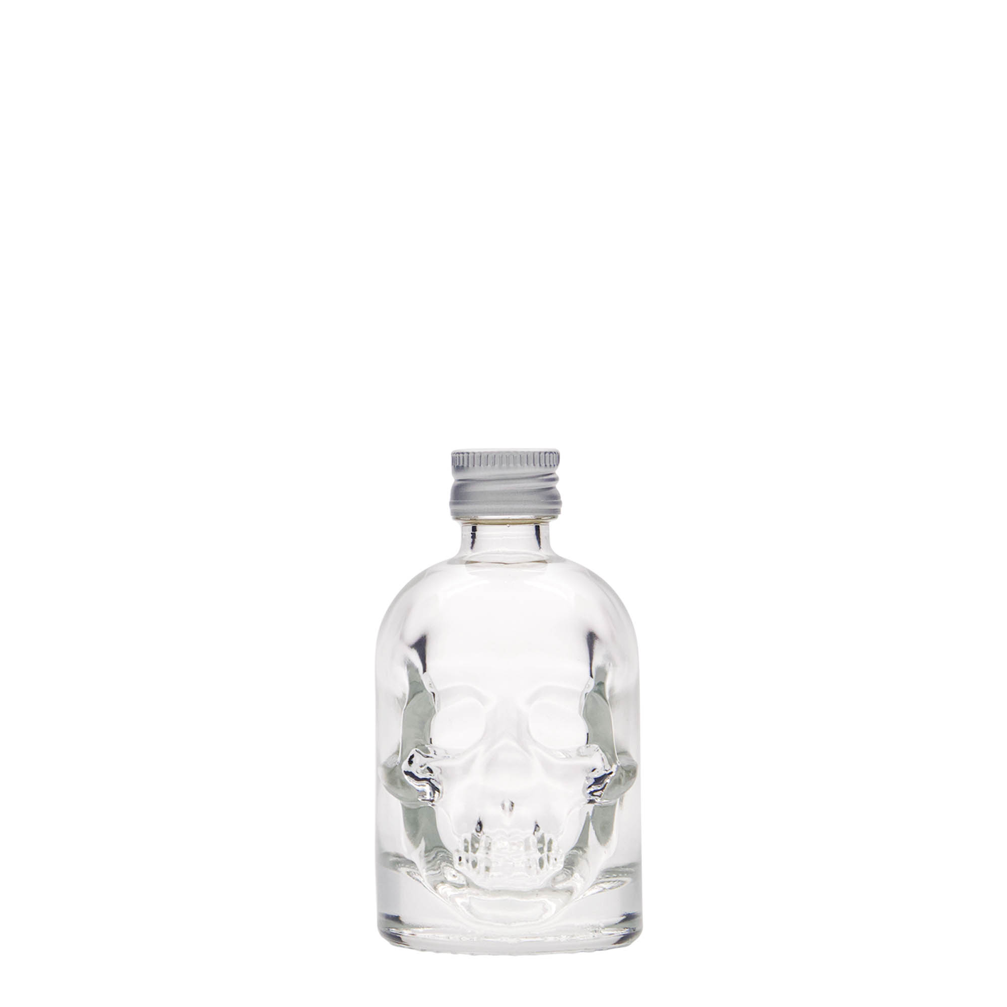 Frasco de vidro de 50 ml 'Caveira', boca: PP 18 Frasco de vidro de 50 ml 'Caveira', boca: PP 18