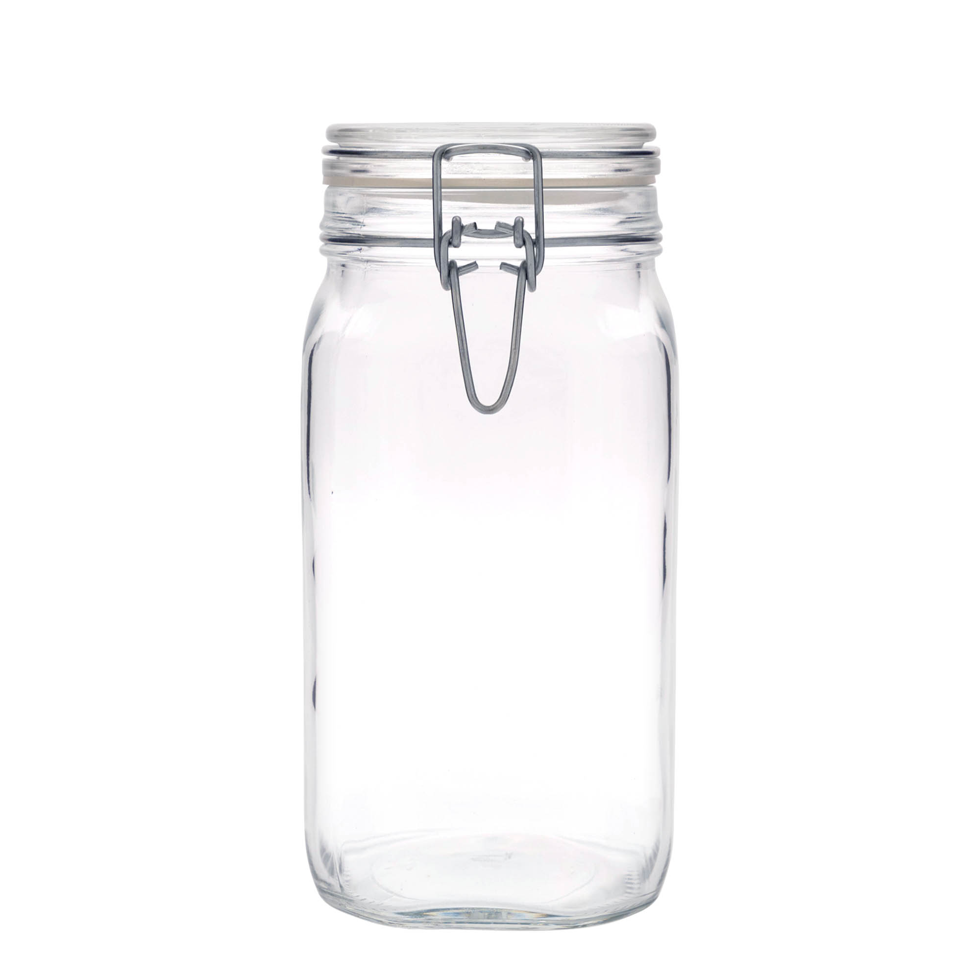 1.500 ml frasco de vidro com fecho de mola 'Fido', quadrado, boca: fecho de mola
