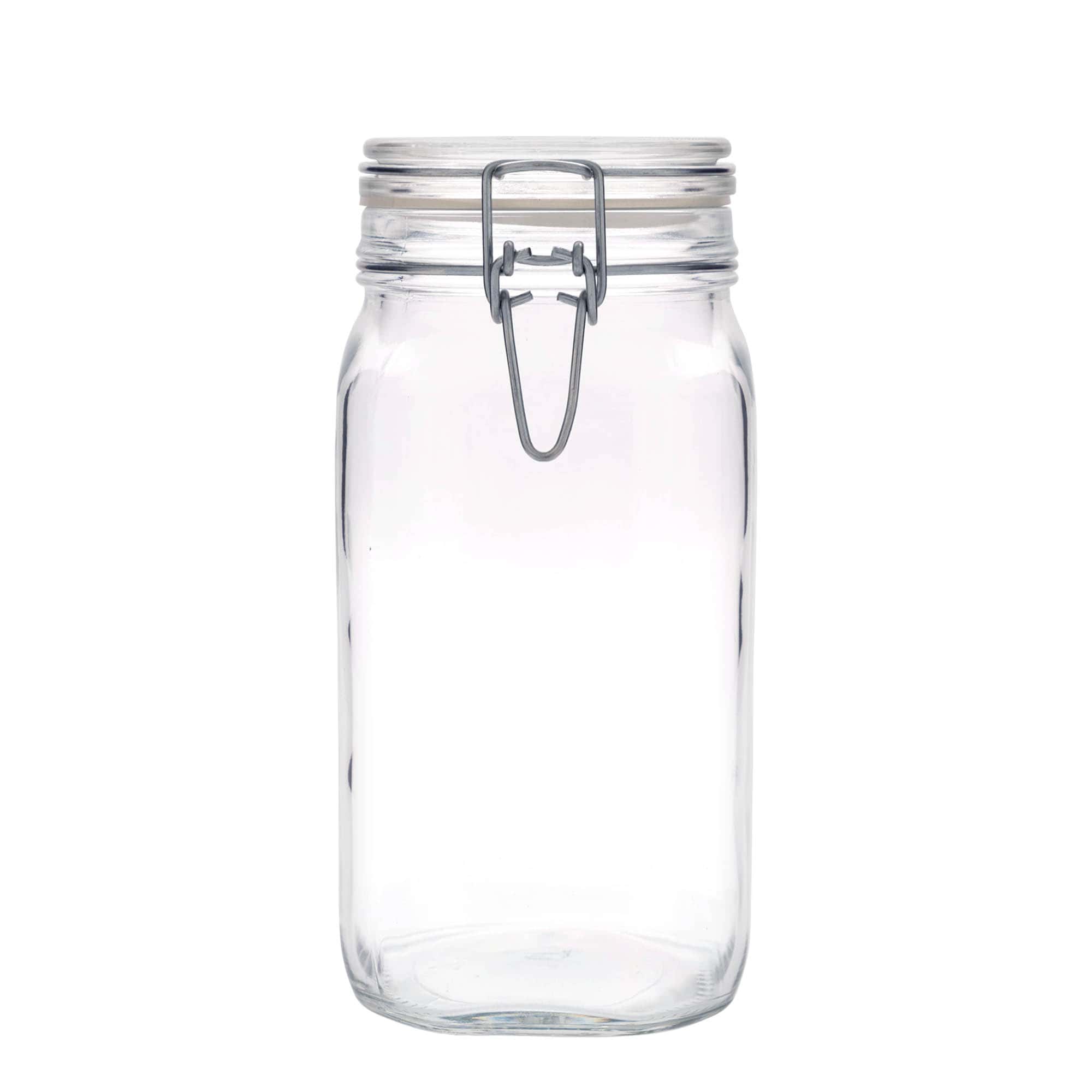 1.500 ml frasco de vidro com fecho de mola 'Fido', quadrado, boca: fecho de mola