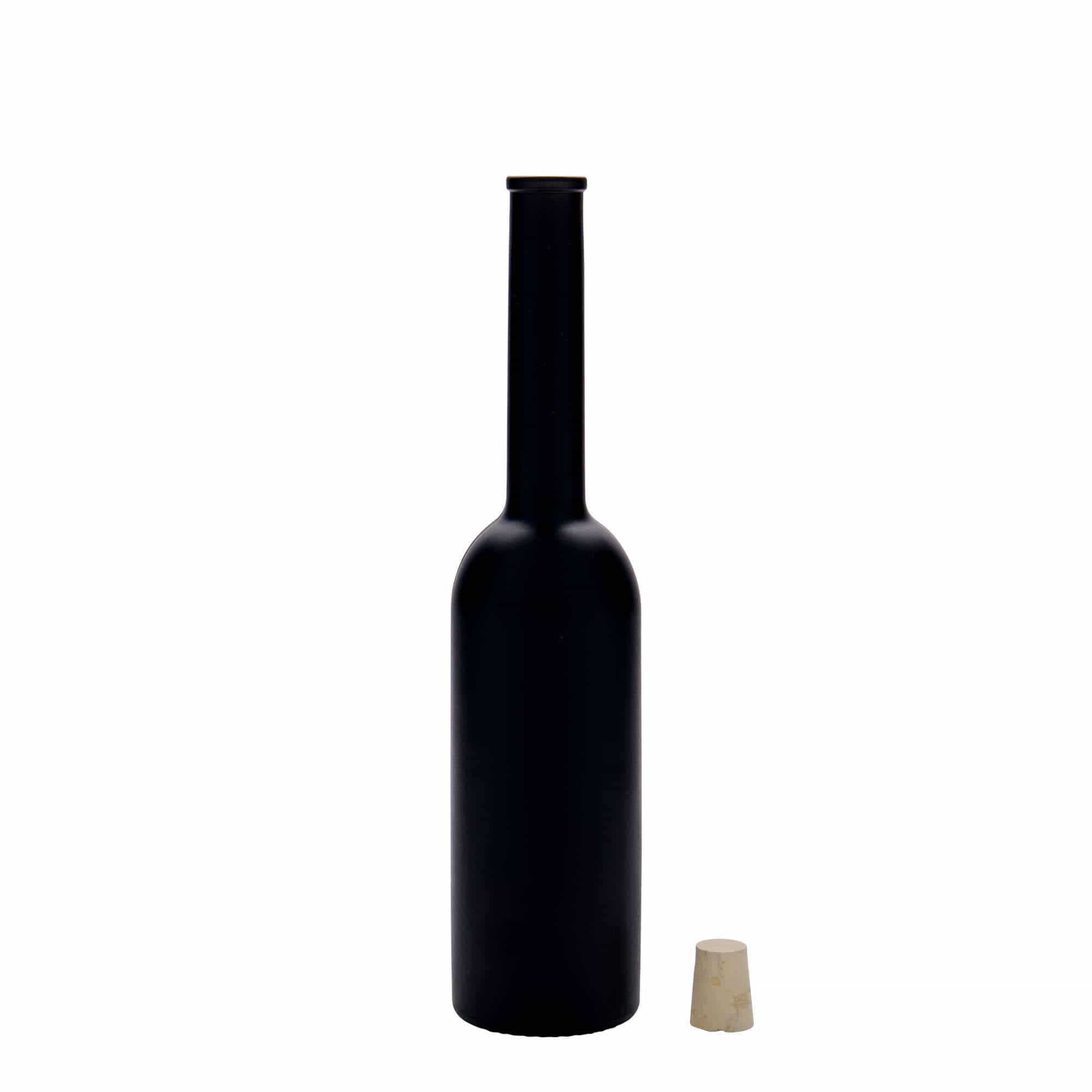 Frasco de vidro de 200 ml 'Opera', preto, boca: cortiça
