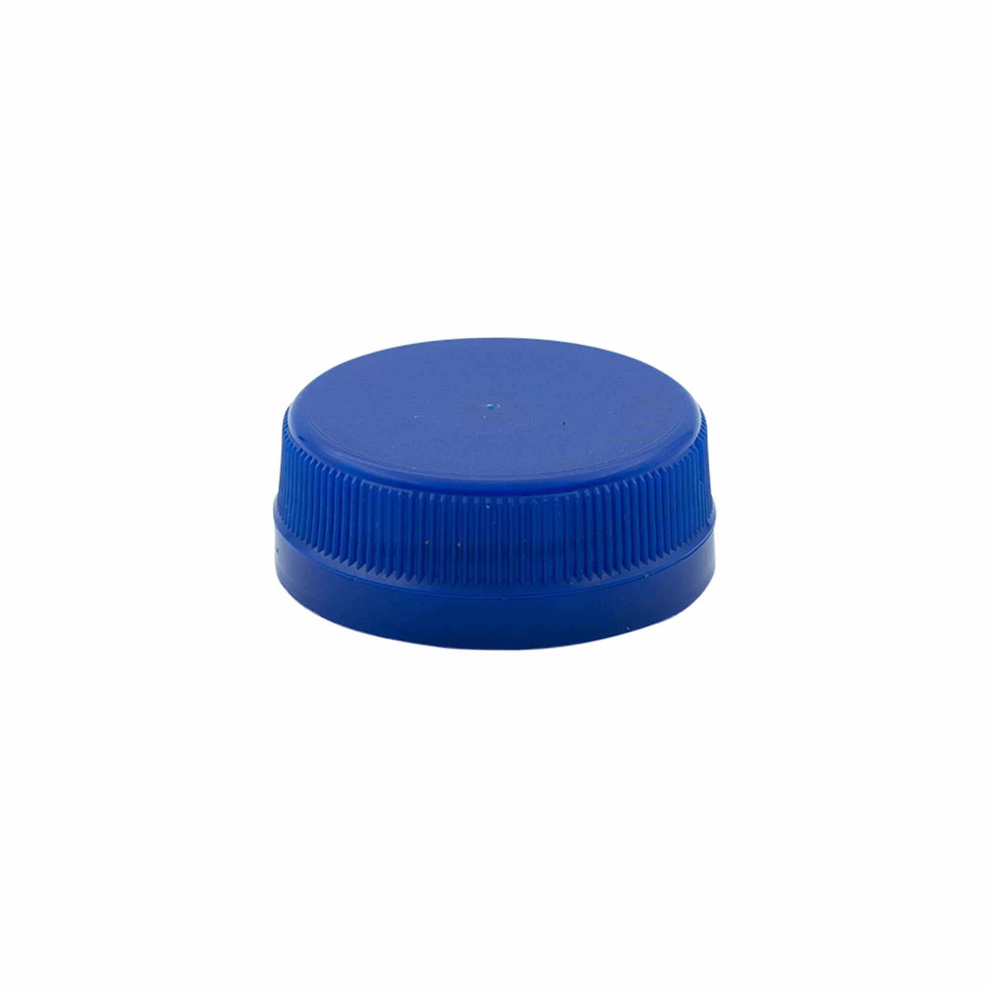 Tampa de rosca com rosca dupla, plástico PE, azul, para boca: PET 38 mm
