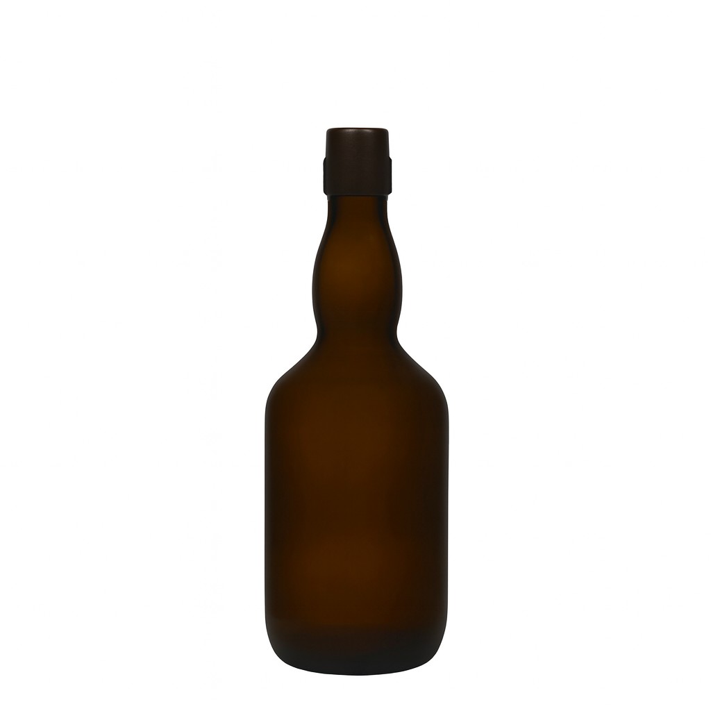 Garrafa de cerveja 500 ml com gargalo engolado, vidro, verde antigo, boca: fecho de mola