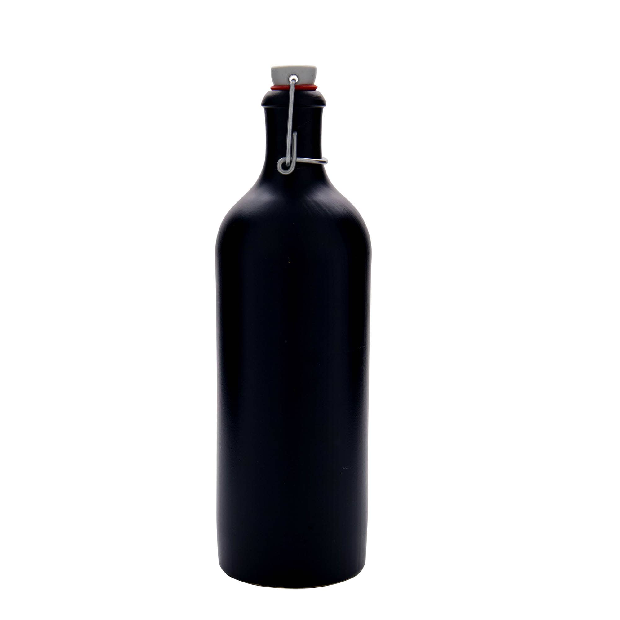750 ml Jarra de barro, grés, preta, Boca: fecho de alavanca