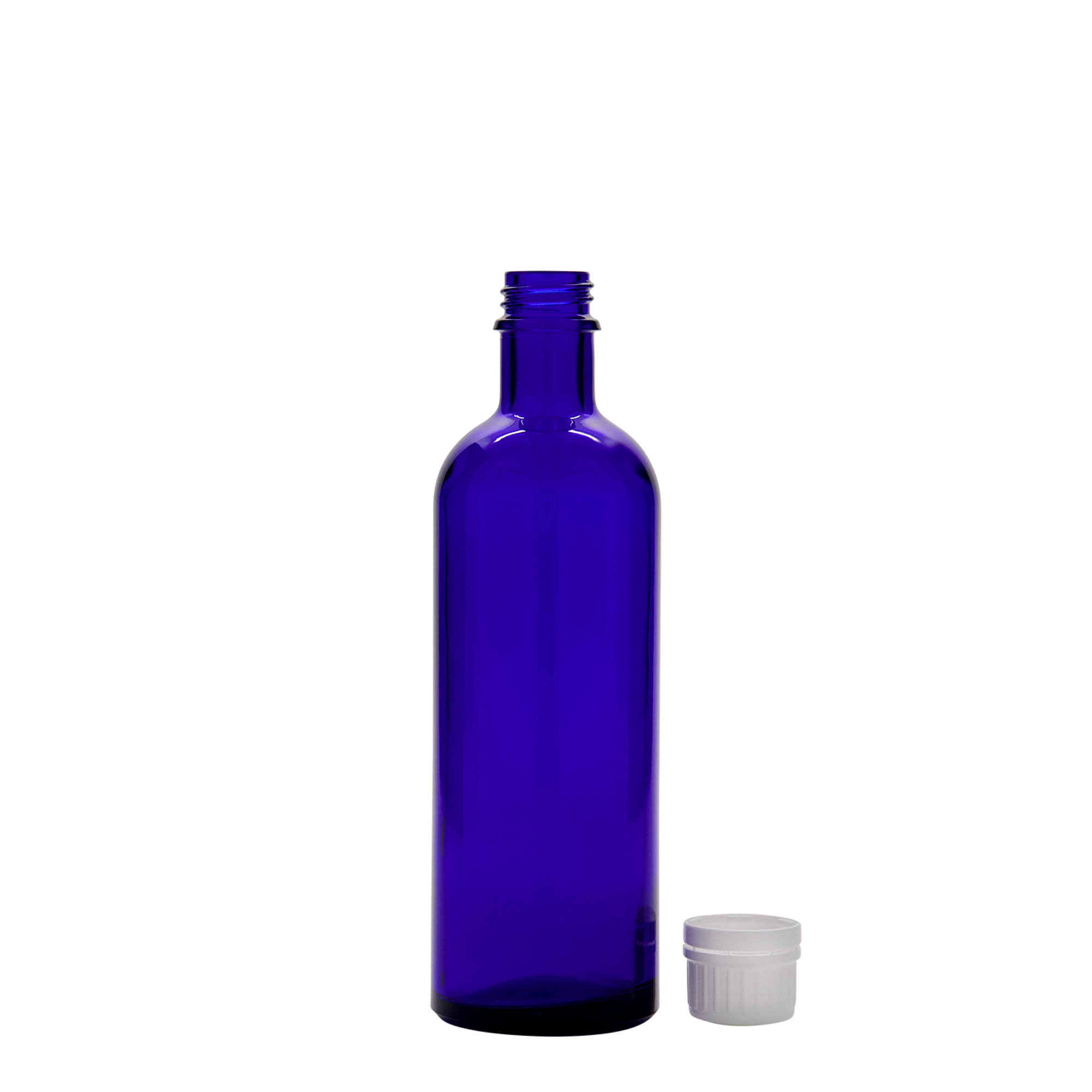 Frasco de medicamento de 200 ml, vidro, azul royal, bocal: DIN 22 Frasco de medicamento de 200 ml, vidro, azul royal, bocal: DIN 22
