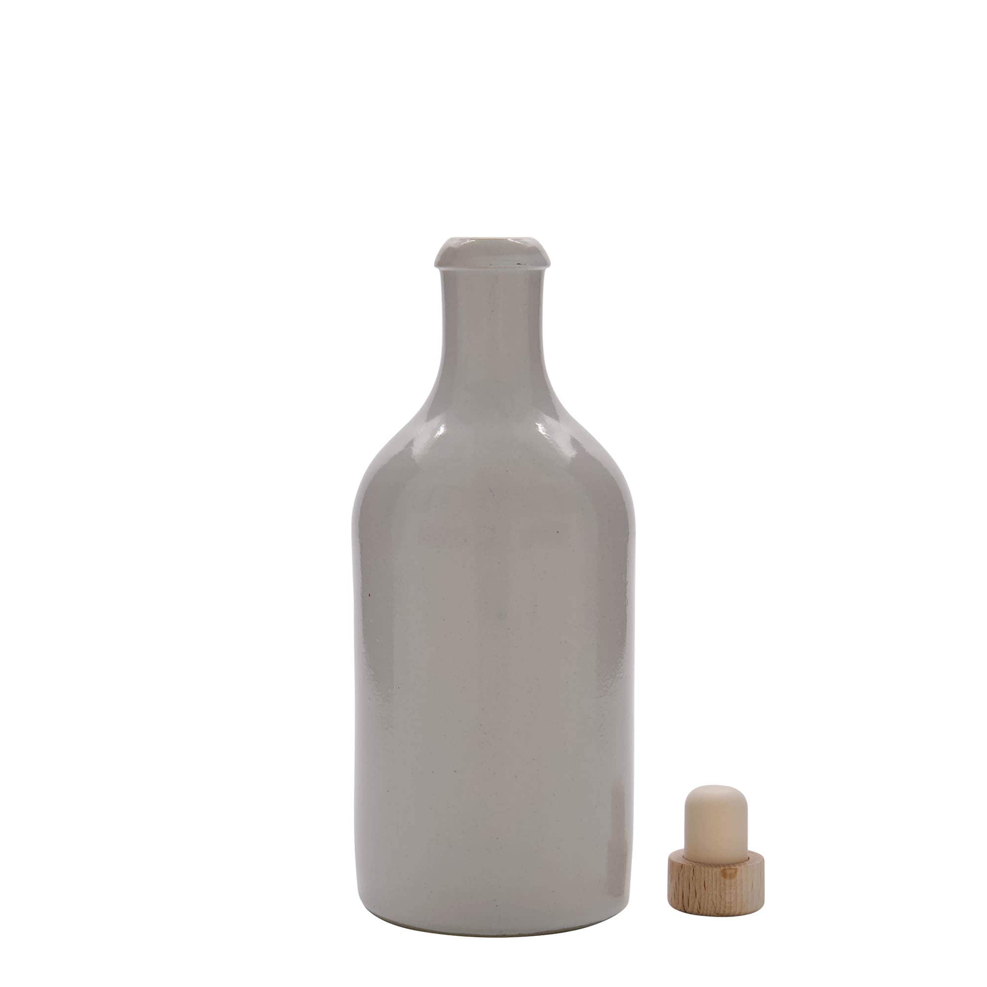 Jarro de barro 500 ml, faiança, branco, abertura: cortiça