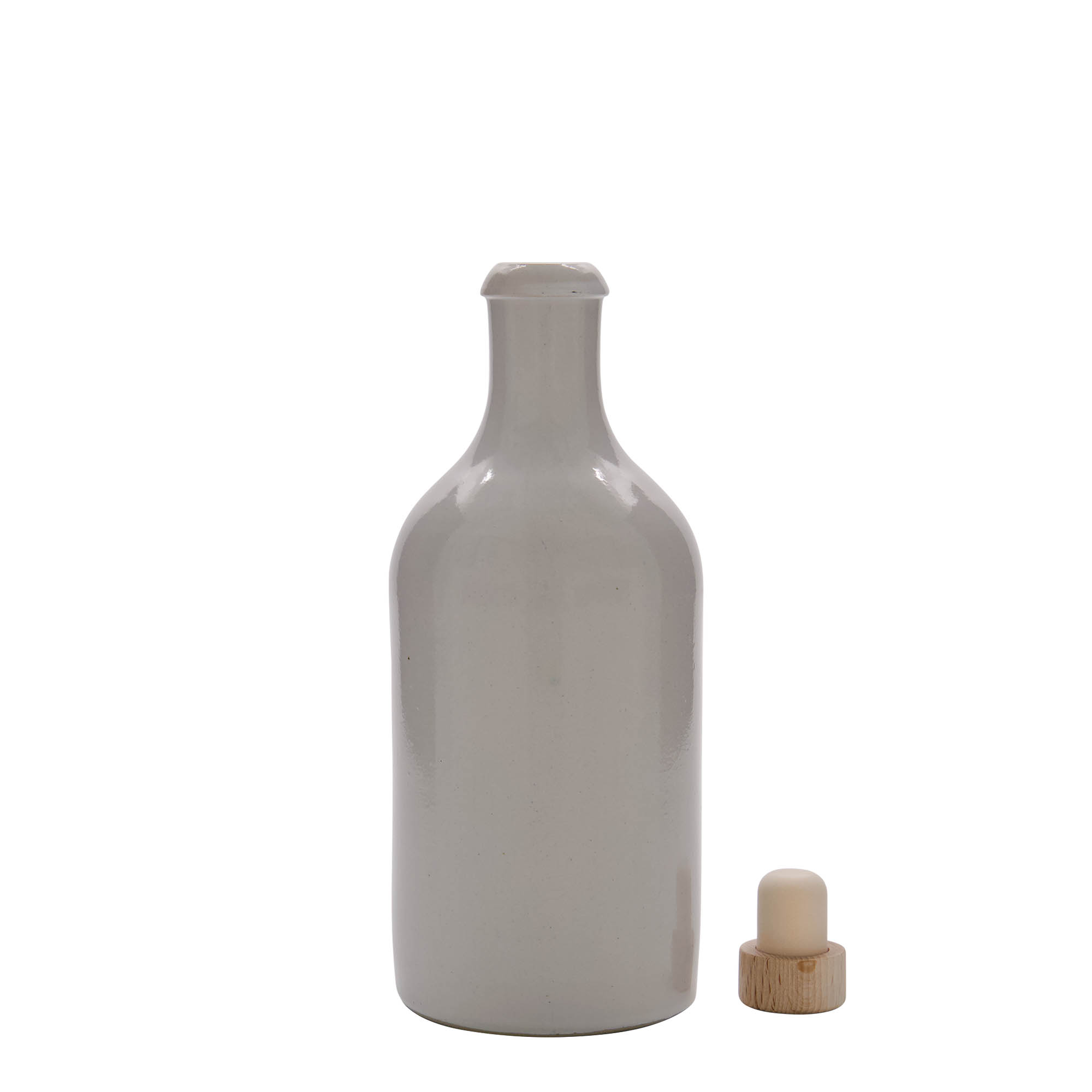 Jarro de barro 500 ml, faiança, branco, abertura: cortiça
