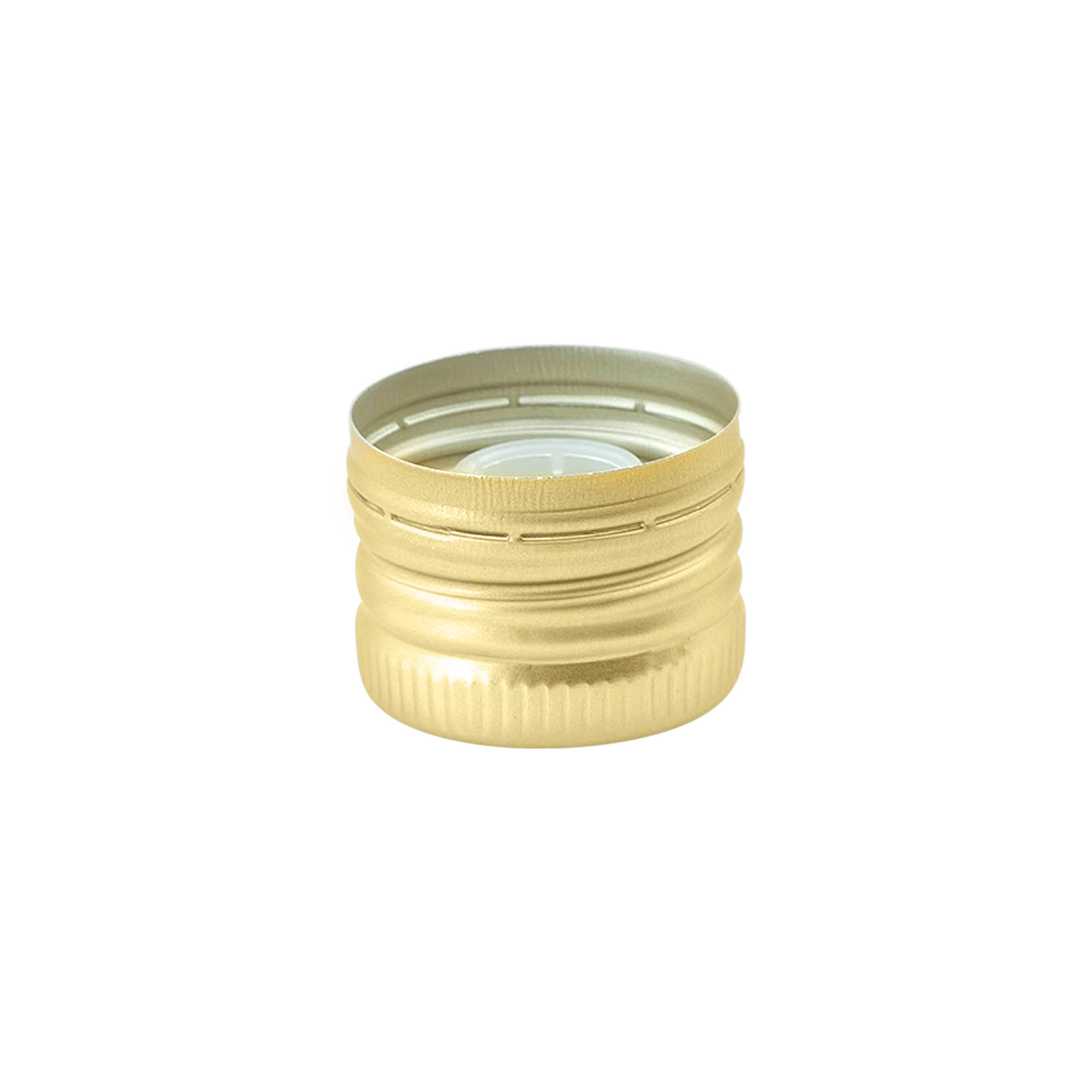 Tampa de rosca com bico de saída, metal-plástico, dourado, para bocal: PP 31,5 Tampa de rosca com bico de saída, metal-plástico, dourado, para bocal: PP 31,5