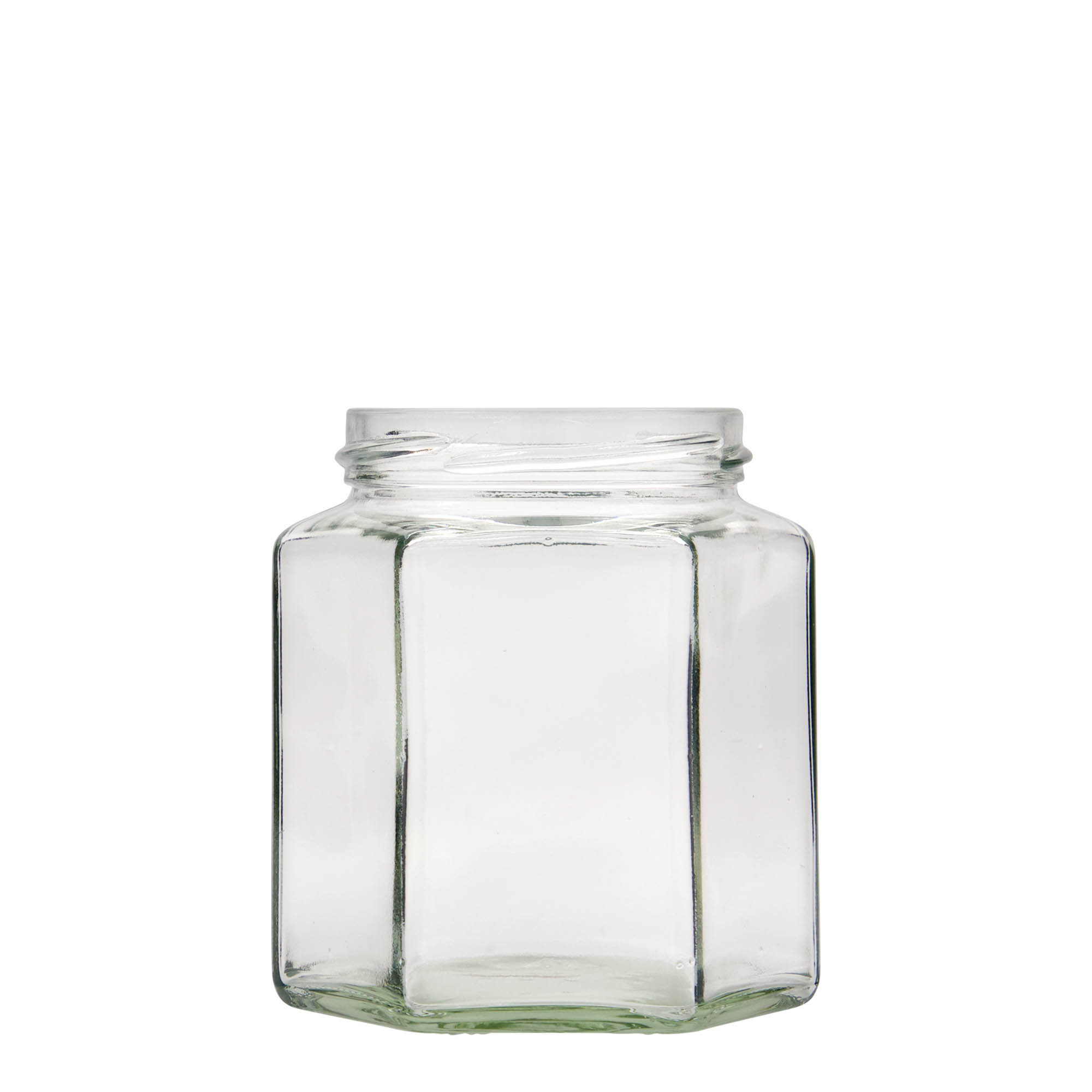Frasco hexagonal de 390 ml, abertura: Twist-Off (TO 70) Frasco hexagonal de 390 ml, abertura: Twist-Off (TO 70)