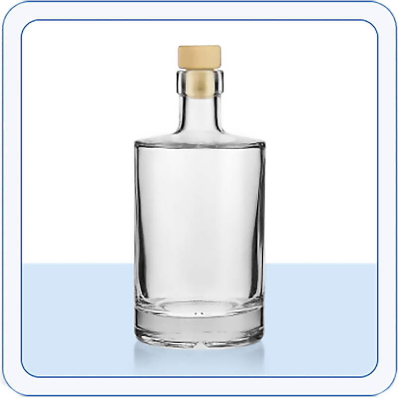 Uma garrafa de vidro de cortiça com um volume de 500 ml sobre um fundo branco
