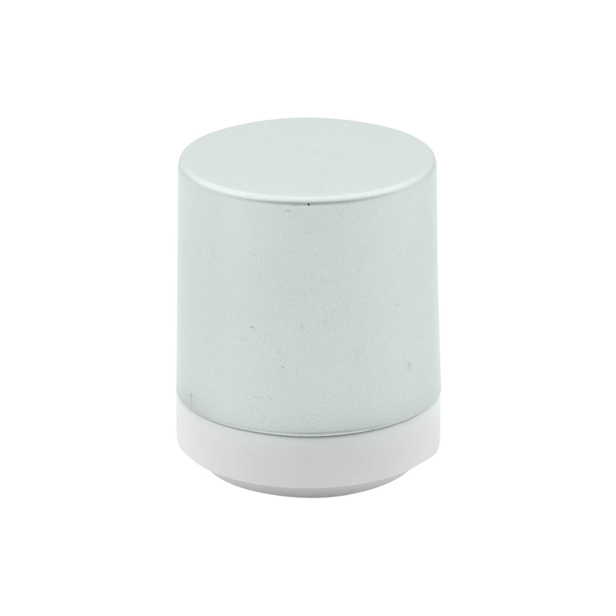 Cabeça de bomba dispensadora airless "Mezzo", tipo D, plástico PP, branco com tampa prateada mate metalizada