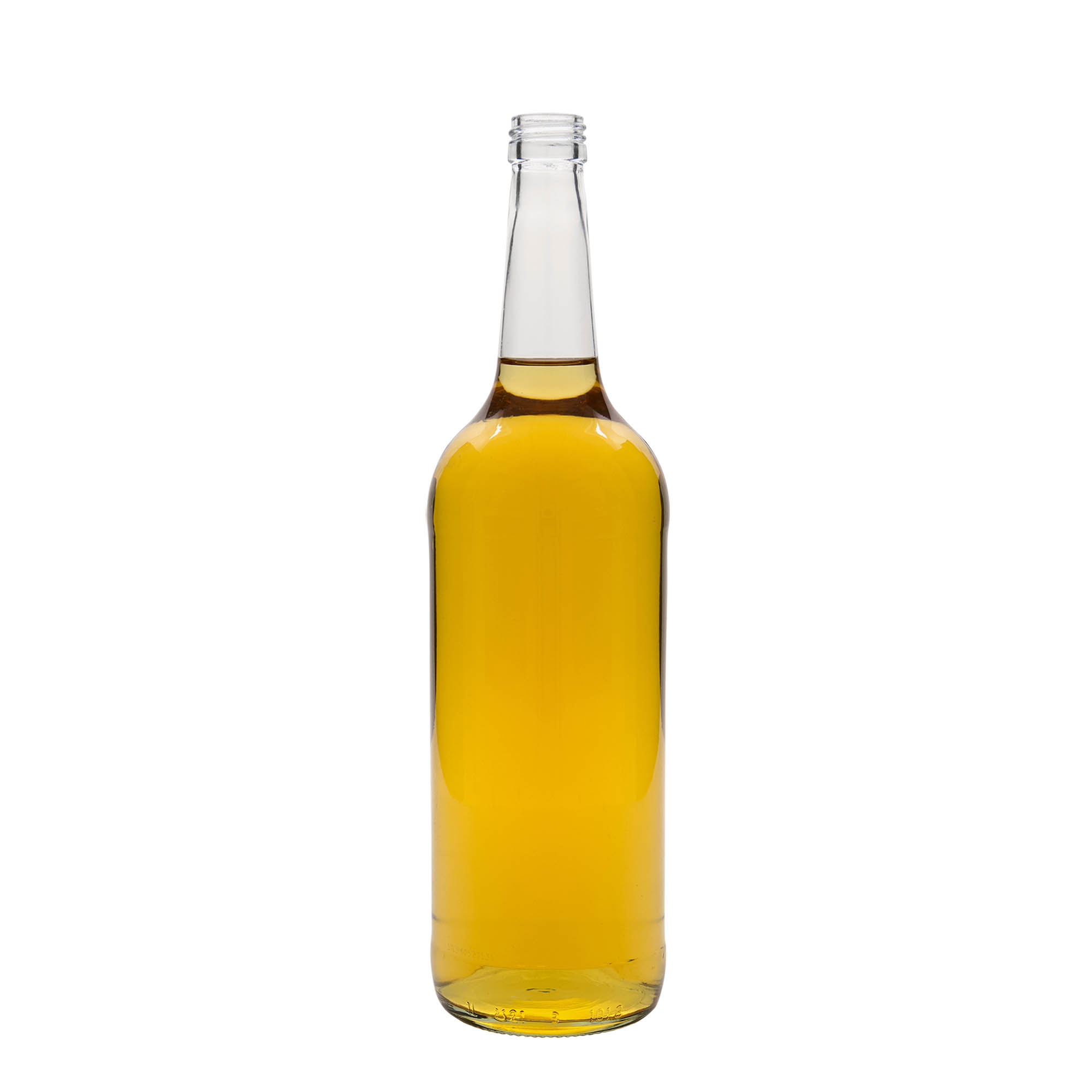 Garrafa de vidro de 1.000 ml com pescoço reto, bocal: PP 28 Garrafa de vidro de 1.000 ml com pescoço reto, bocal: PP 28