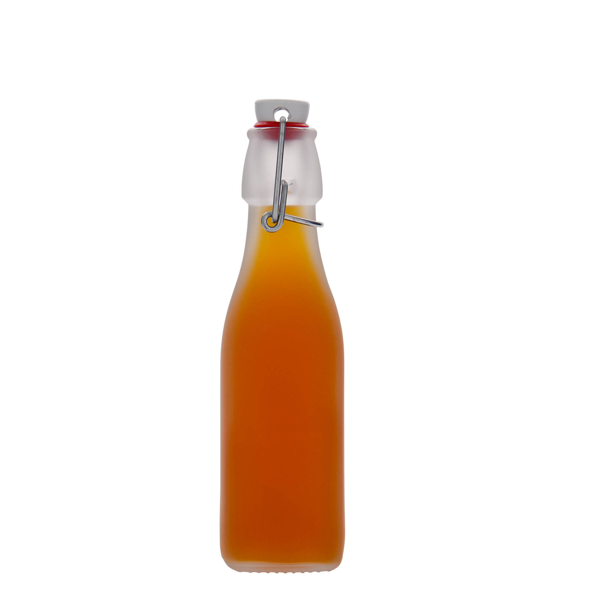 Frasco de vidro de 250 ml 'Swing, quadrado, branco, boca: fecho de alavanca' Frasco de vidro de 250 ml 'Swing, quadrado, branco, boca: fecho de alavanca'