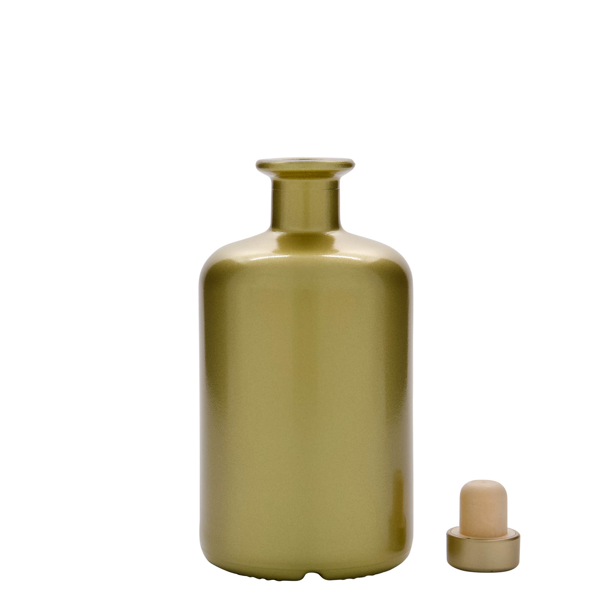 Frasco de vidro de 500 ml, farmacêutico, dourado, boca: cortiça
