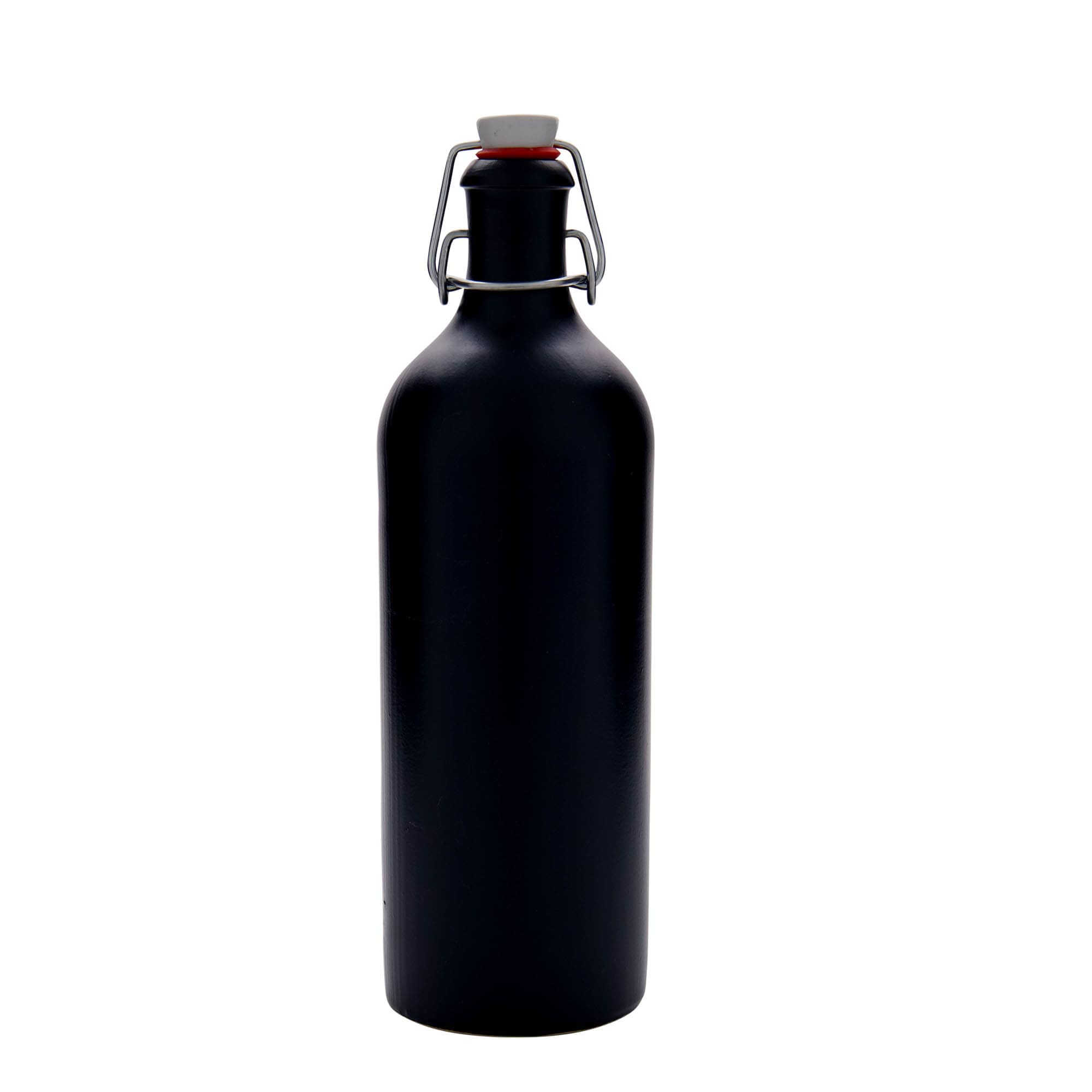 750 ml Jarra de barro, grés, preta, Boca: fecho de alavanca