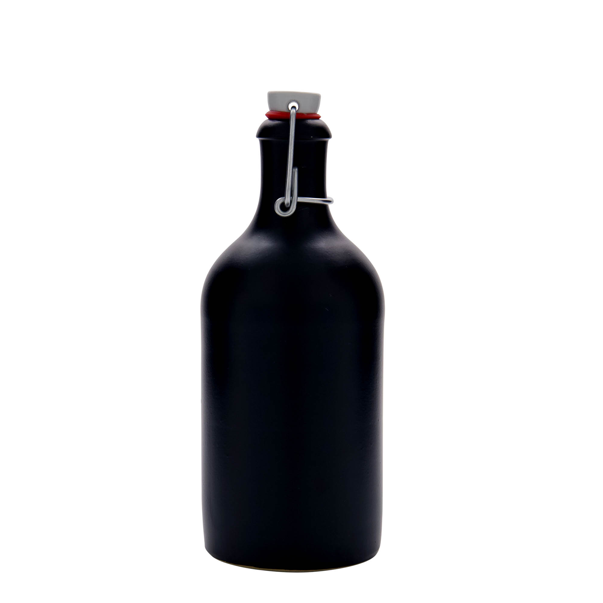 Jarro de barro 500 ml, grés, preto, abertura: fecho de mola