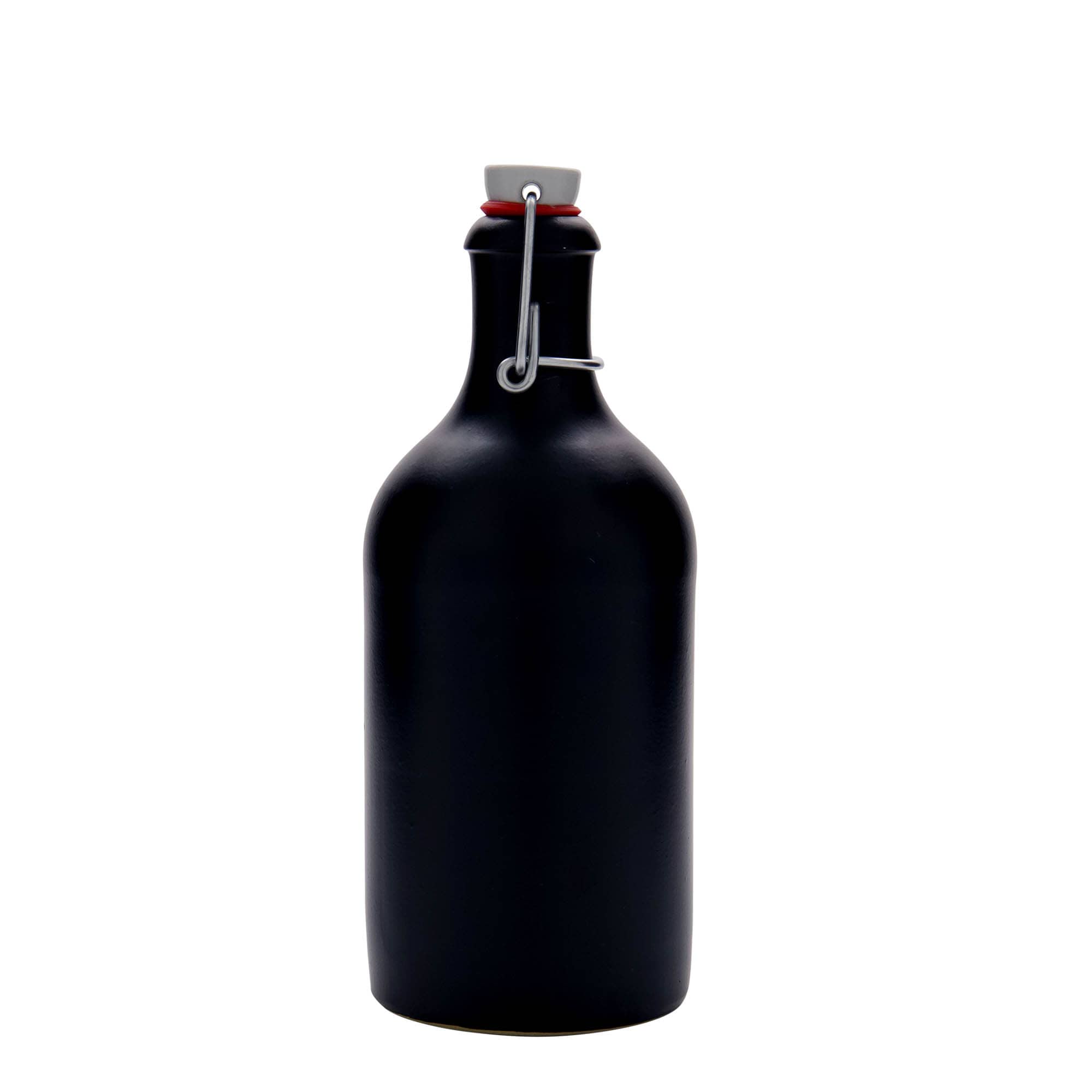 Jarro de barro 500 ml, grés, preto, abertura: fecho de mola