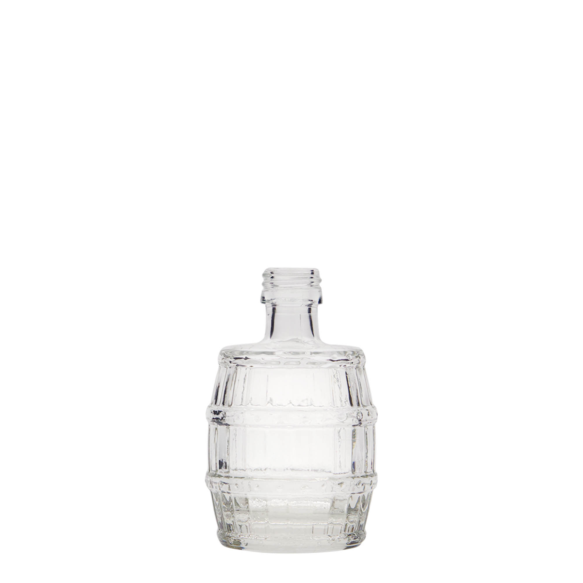 Frasco de vidro de 50 ml 'Barril', bocal: PP 18 Frasco de vidro de 50 ml 'Barril', bocal: PP 18