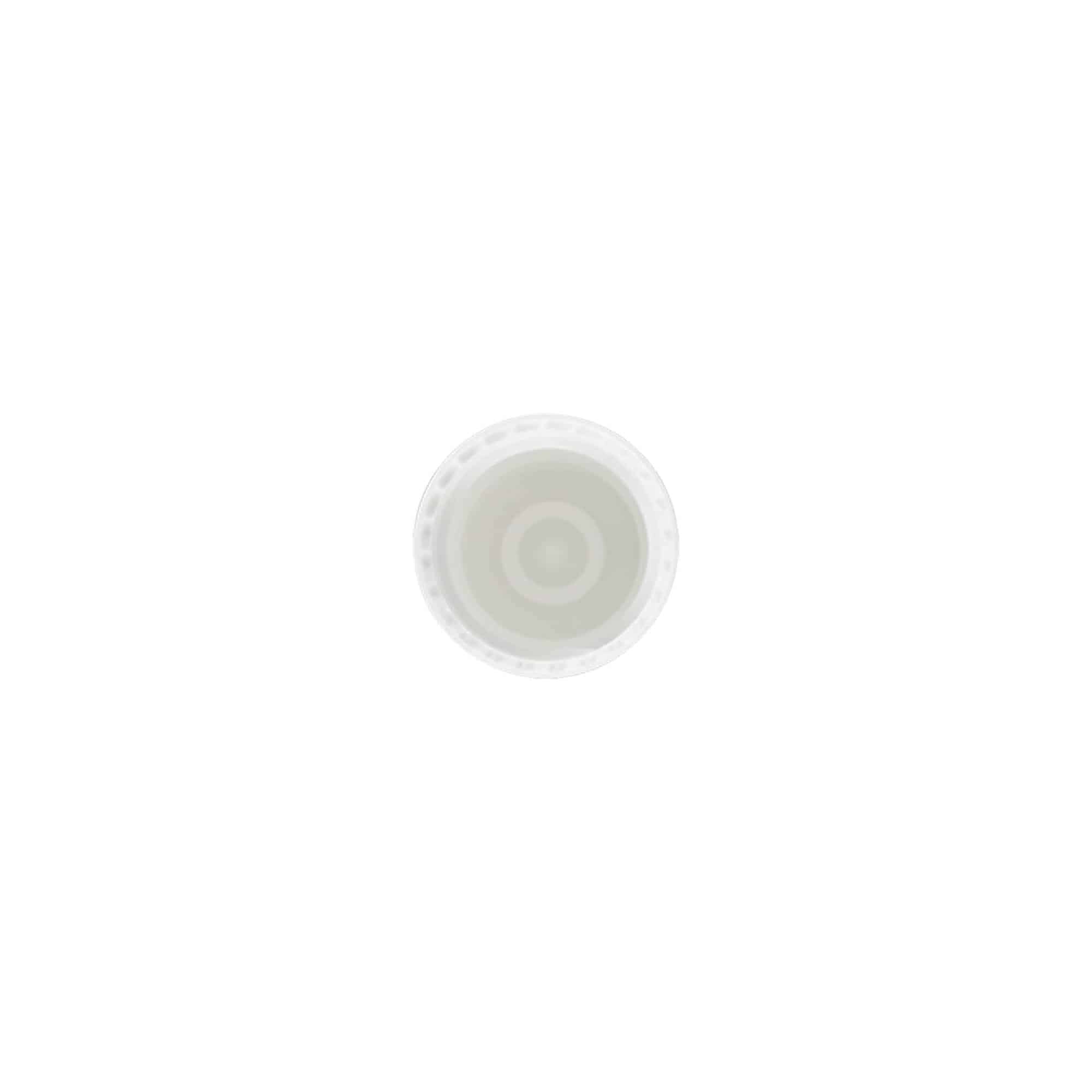 Tampa para frasco roll-on de 10 ml, plástico PP, branca, para abertura: tampa de rosca