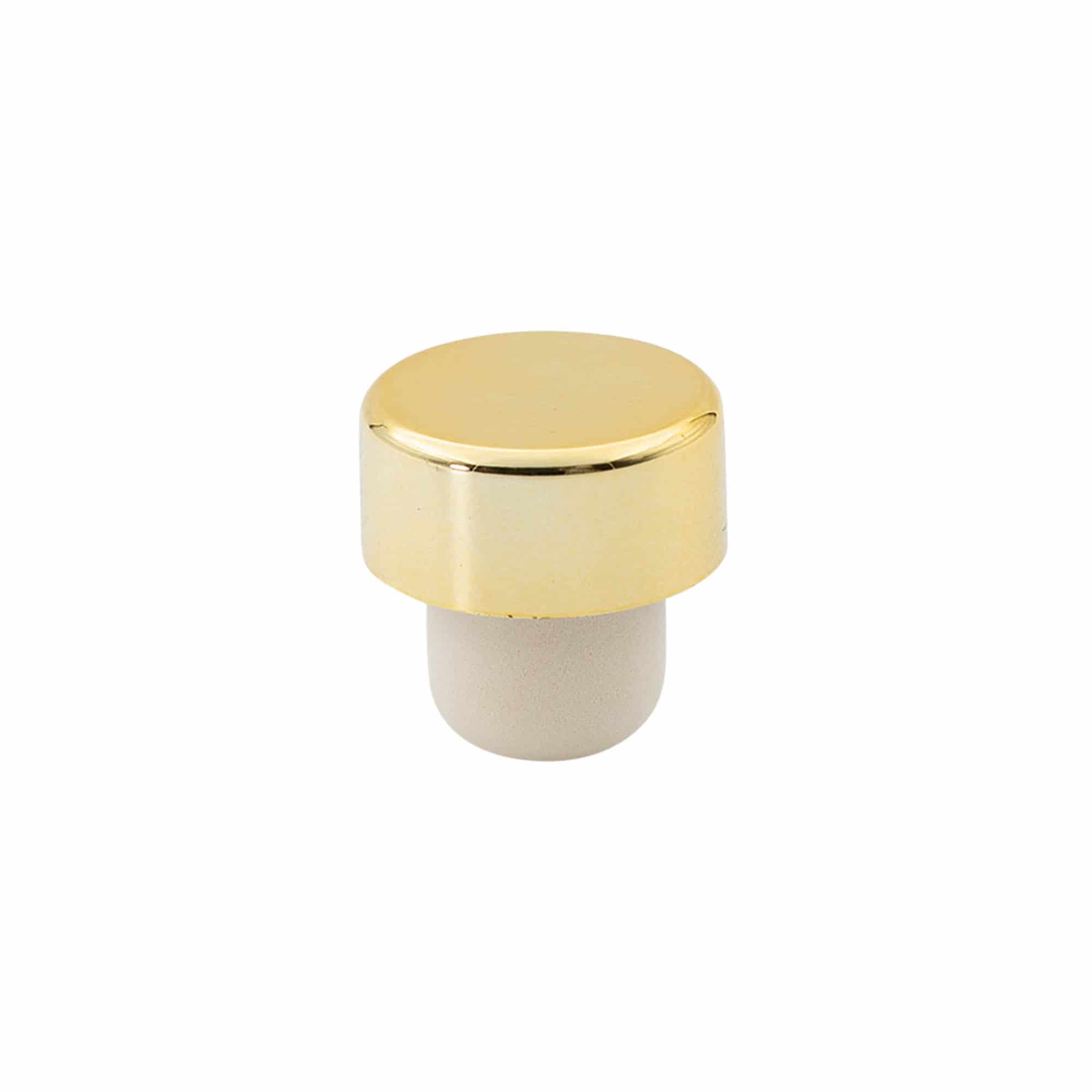 Rolhas capsuladas 19 mm, plástico, dourado, para boca: Cortiça Rolhas capsuladas 19 mm, plástico, dourado, para boca: Cortiça